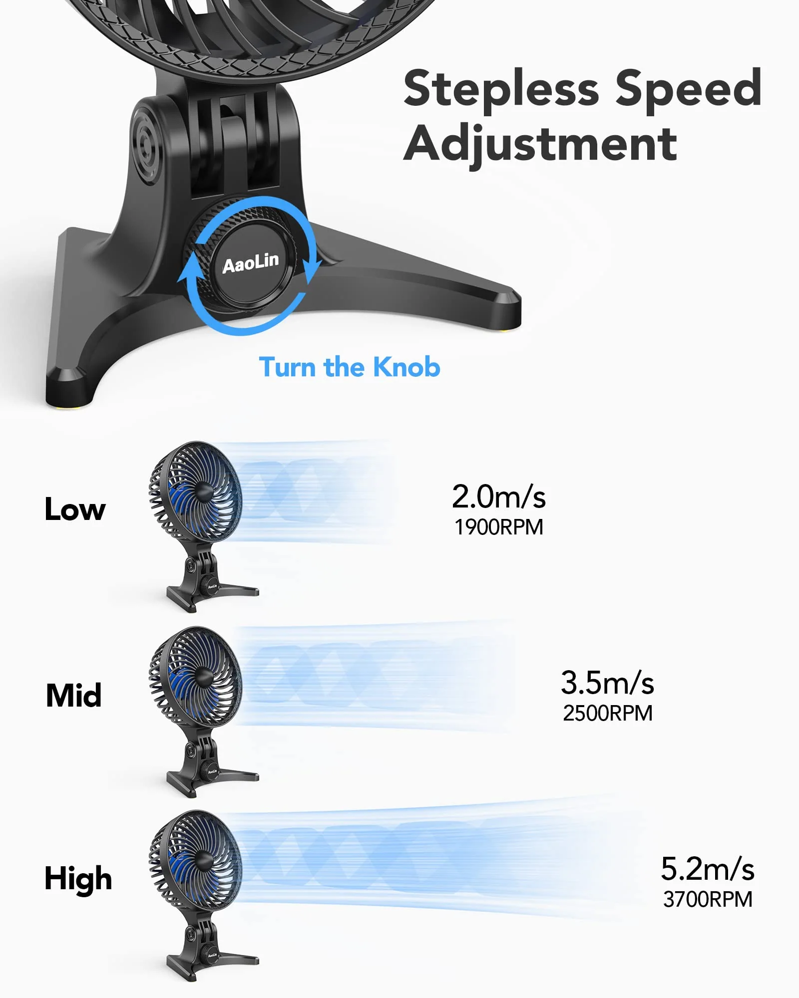 USB tabletop fan portable desktop mini fan foldable usb plug-in small fan multi-speed shift personal fan mute desktop fan office adjustable angle high wind power can be plugged into the computer fan Blue Black-03 - Image 2