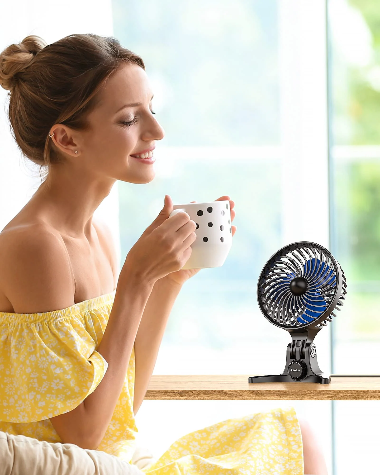 USB tabletop fan portable desktop mini fan foldable usb plug-in small fan multi-speed shift personal fan mute desktop fan office adjustable angle high wind power can be plugged into the computer fan Blue Black-03 - Image 5