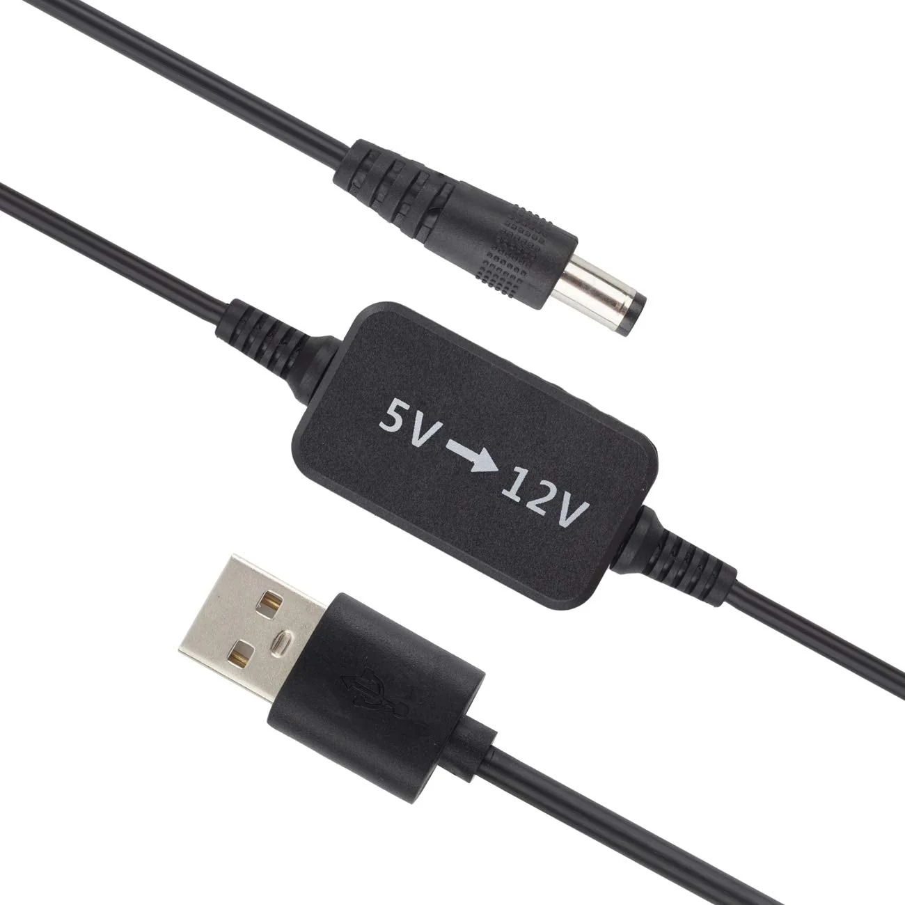 USB to 12V Voltage Converter Cable, DC USB 5V to DC (5.5x2.1mm Male) Transformer Power Supply Adapter Cable Charging Cable 1.5m (5V-12V) 5V-12V