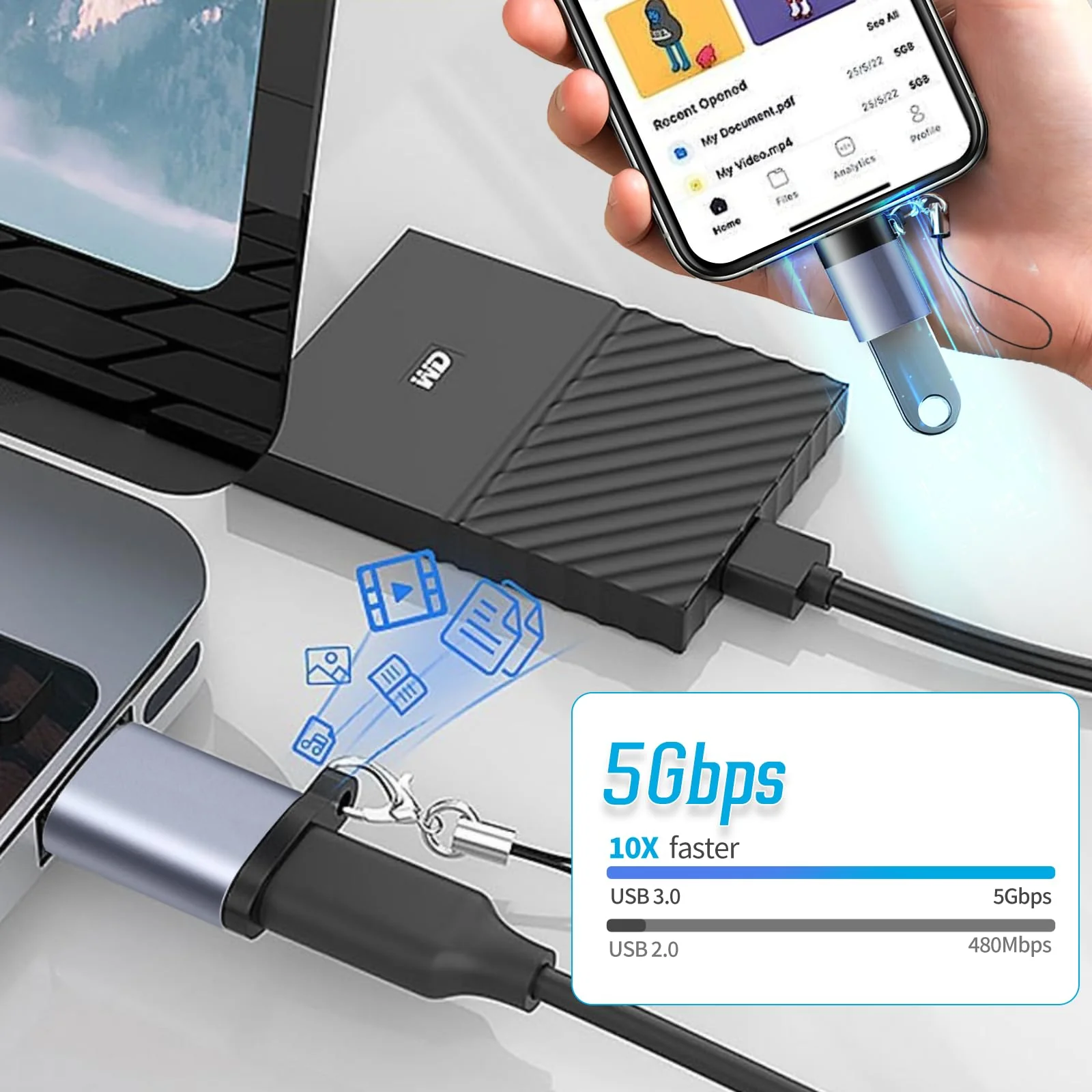 USB to USB C Adapter USB C Male to USB 3.0 Female 2 Pack, Type C Female to A Male Charger Converter,USB C Female to USB Male Adapter Compatible for Apple Watch Ultra 8 9,iPhone 15 Pro Max 14 13 12,OTG - Image 7