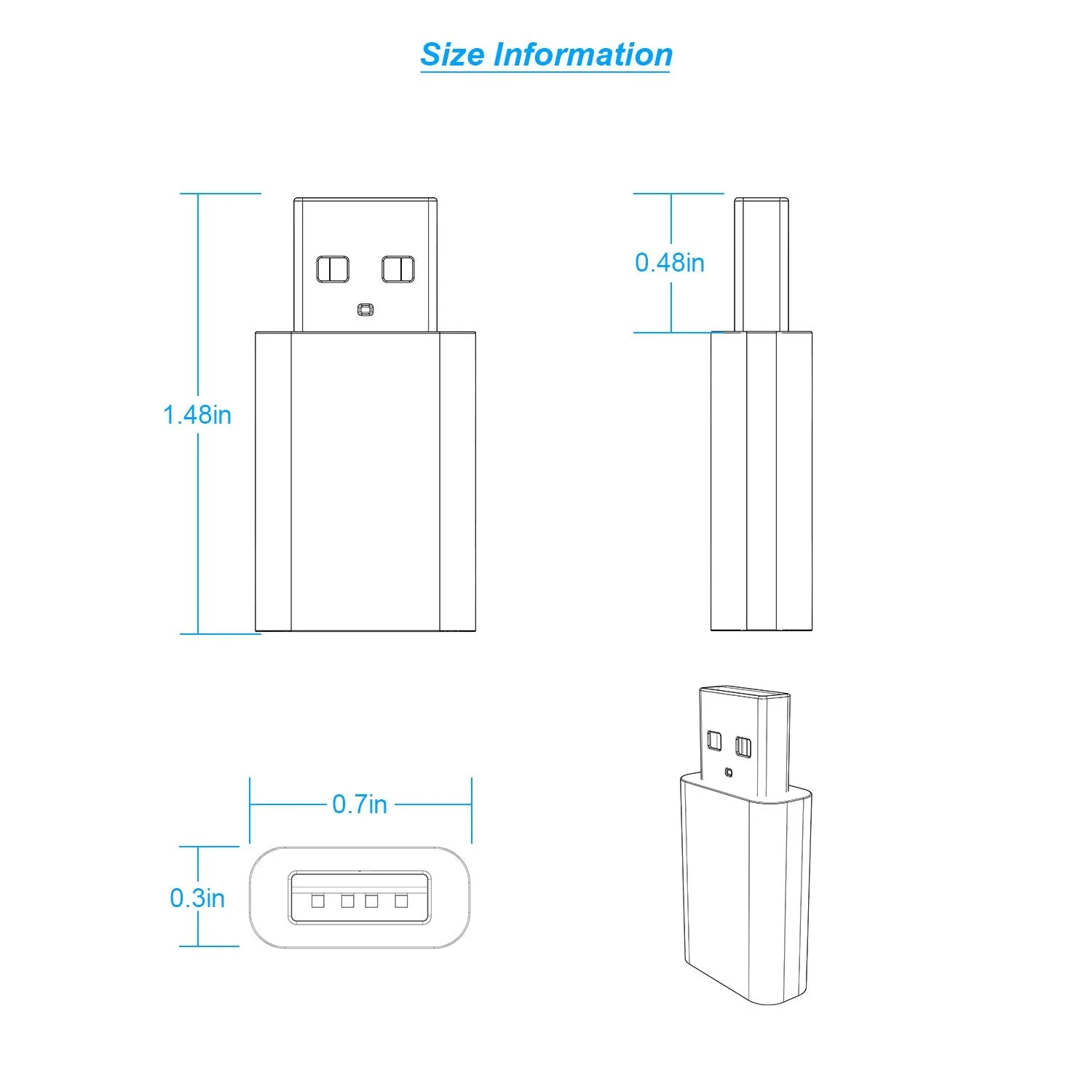 USB to USB-C Female Adapter Pack-2,Compatible with Apple Watch SE/7/8/9/Ultra MagSafe Charger,Type-C Charger Cable Converter for iPhone,iPad,AirPods,Car USB Charger and USB-C Cable 2 Pack Black - Image 6
