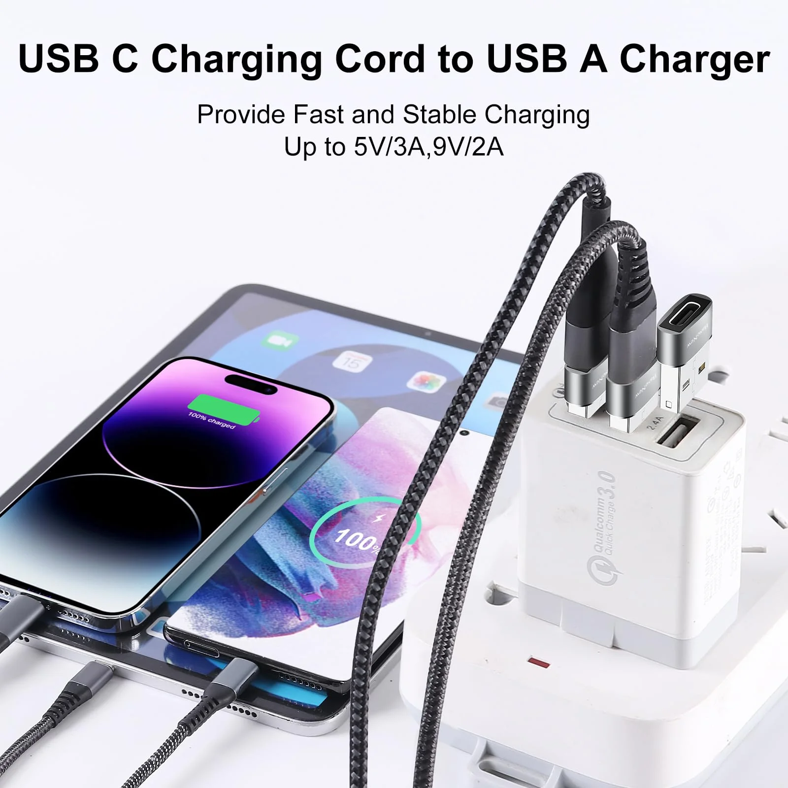 USB to USBC-C Adapter 10 Pack,USB to USB C Adapter,USB C Female to USB Male Adapter,USB A to USB C Adapter,USB C to USB Charger Converter OTG for iPhone 15/14/13 Pro,MacBook Pro,Laptop,PC Grey & Black - Image 4