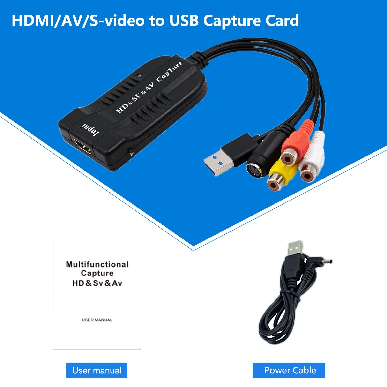 USB Video Capture Card HDMI/AV/RCA/S-Video to USB2.0 Audio Video Capture Device 1080P30fsp Hi8, VCR, VHS to Digital Converter for Camcorder DVD PS4 Live Streaming Compatible with Mac Windows - Image 8