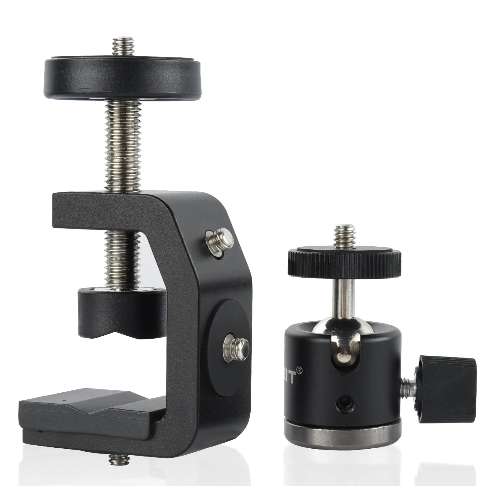 UTEBIT C Clamp Camera Mount Tripod Clamp with Mini Ball Head Desk Clamps(1/4 Thread Hole)C Clamp Mount with 1/4" Hot Shoe Compatible for Camera Woodworking Desktop