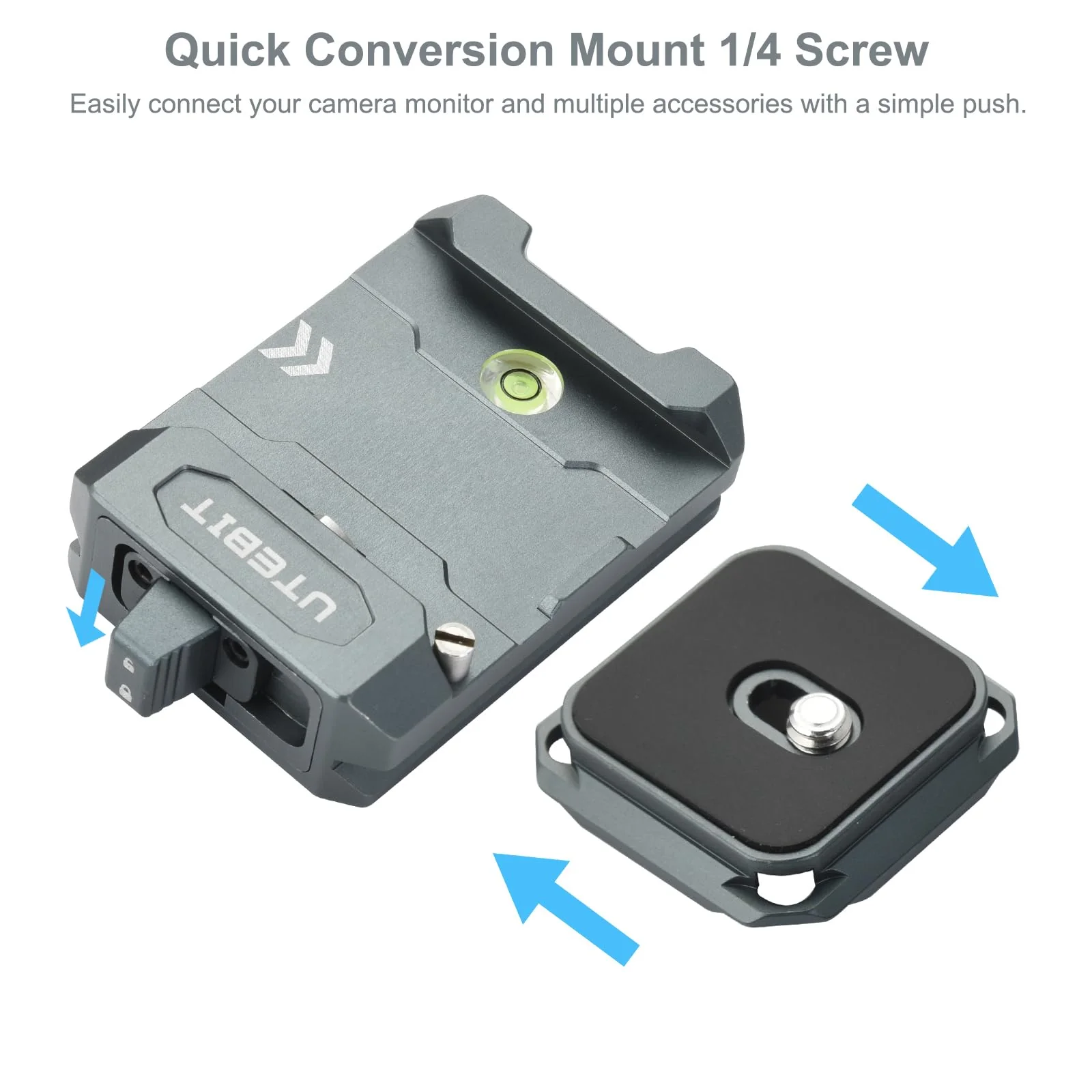 UTEBIT Camera Quick Release Plate Aluminum QR Clamp Adapter Set with 1/4“ & 3/8” Screw Adapter Compatible with Arca Swiss Peak Design Capture V3 Camera Tripod Ball Head - Image 6