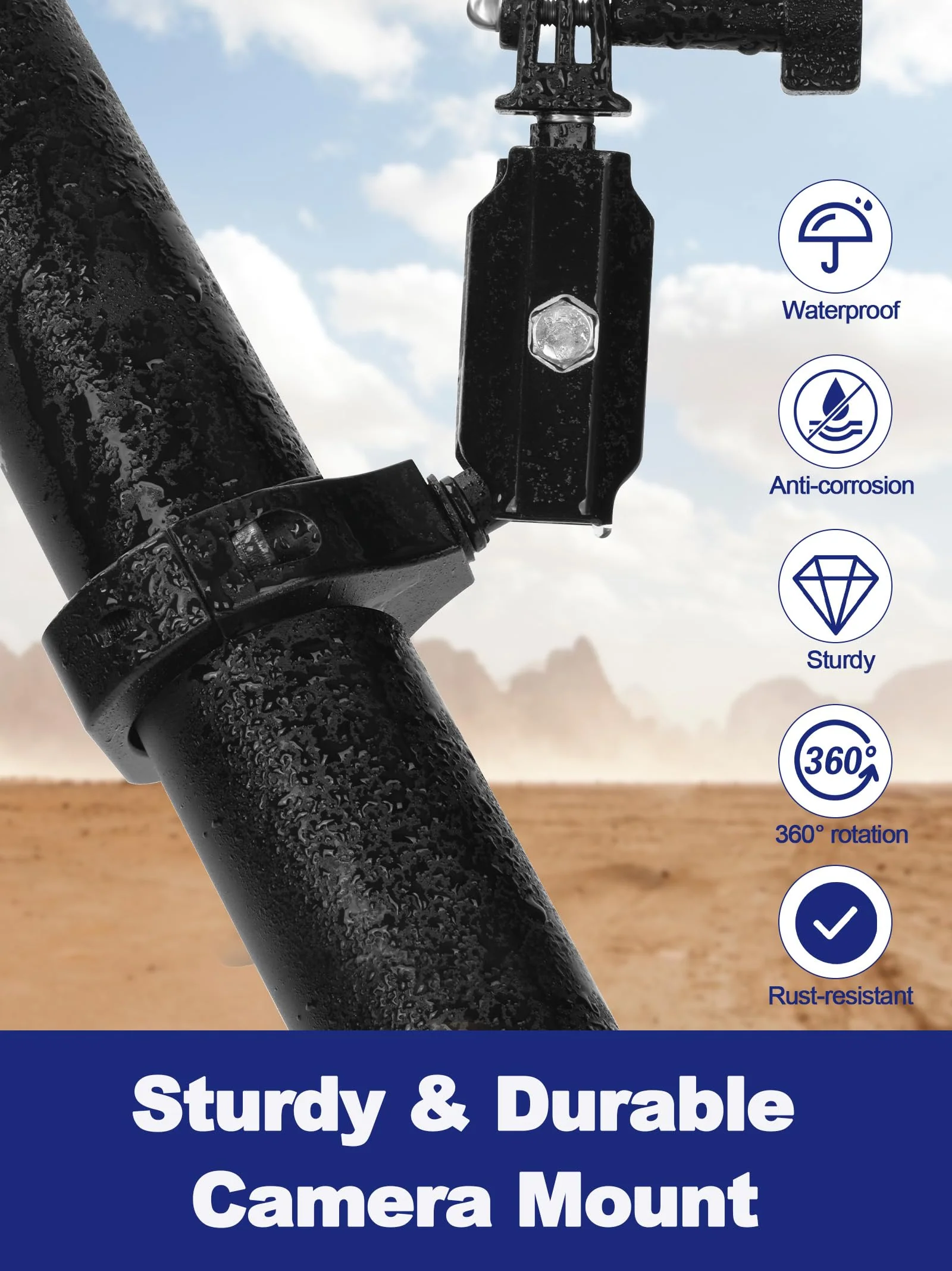 UTV Camera Mount for 1.75"-2" Roll Bars - Compatible with GoPro, Mevo Start & More - Easy to Install Action Camera Accessories on Polaris RZR, Can Am - Durable Alu Alloy Made & 360° Rotation - Image 6