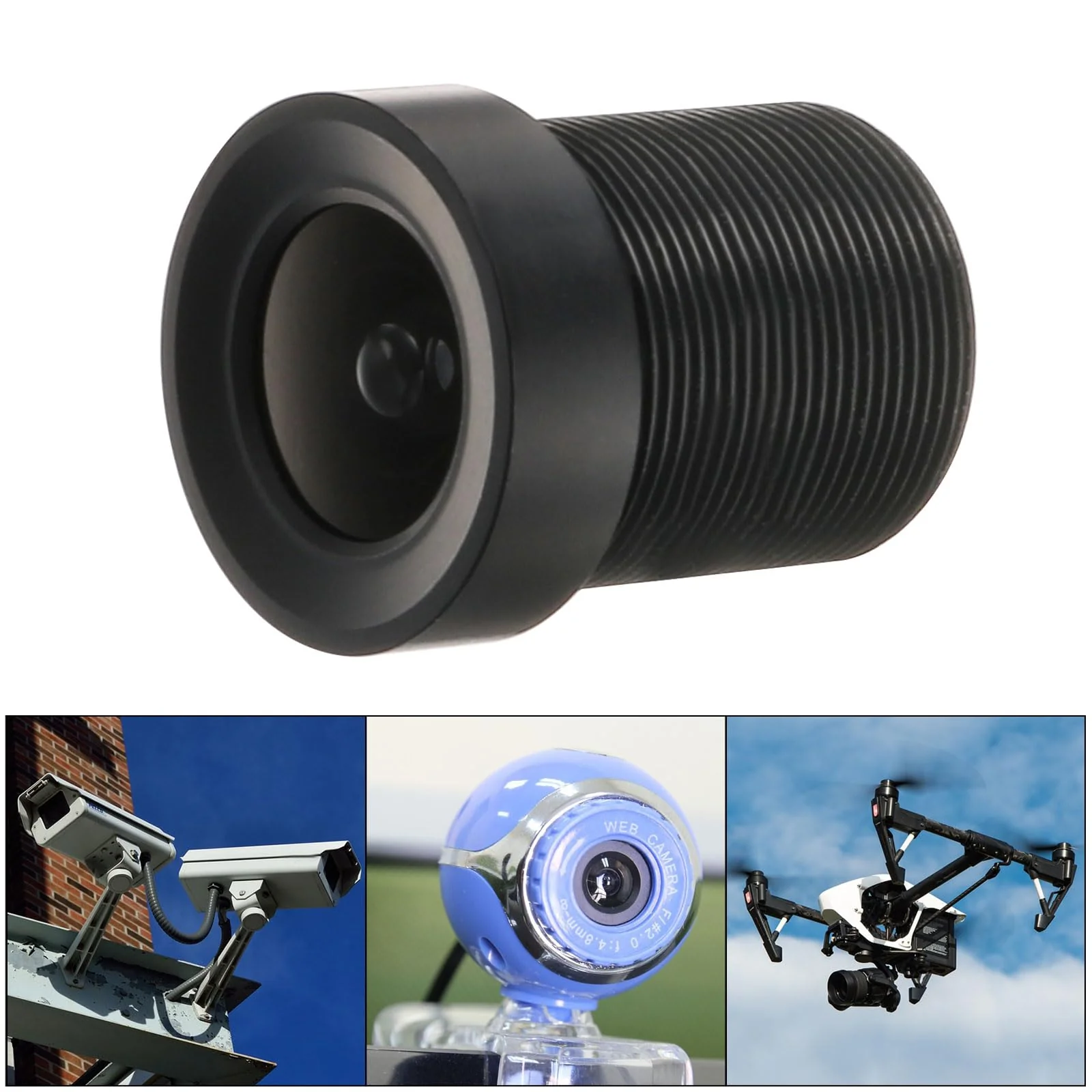 uxcell 3.6mm CCTV Camera Lens 1080p F2.0 FPV Wide Angle Security Camera Lens M12 Threaded Dia for IP Camera Panoramic, Black - Image 5