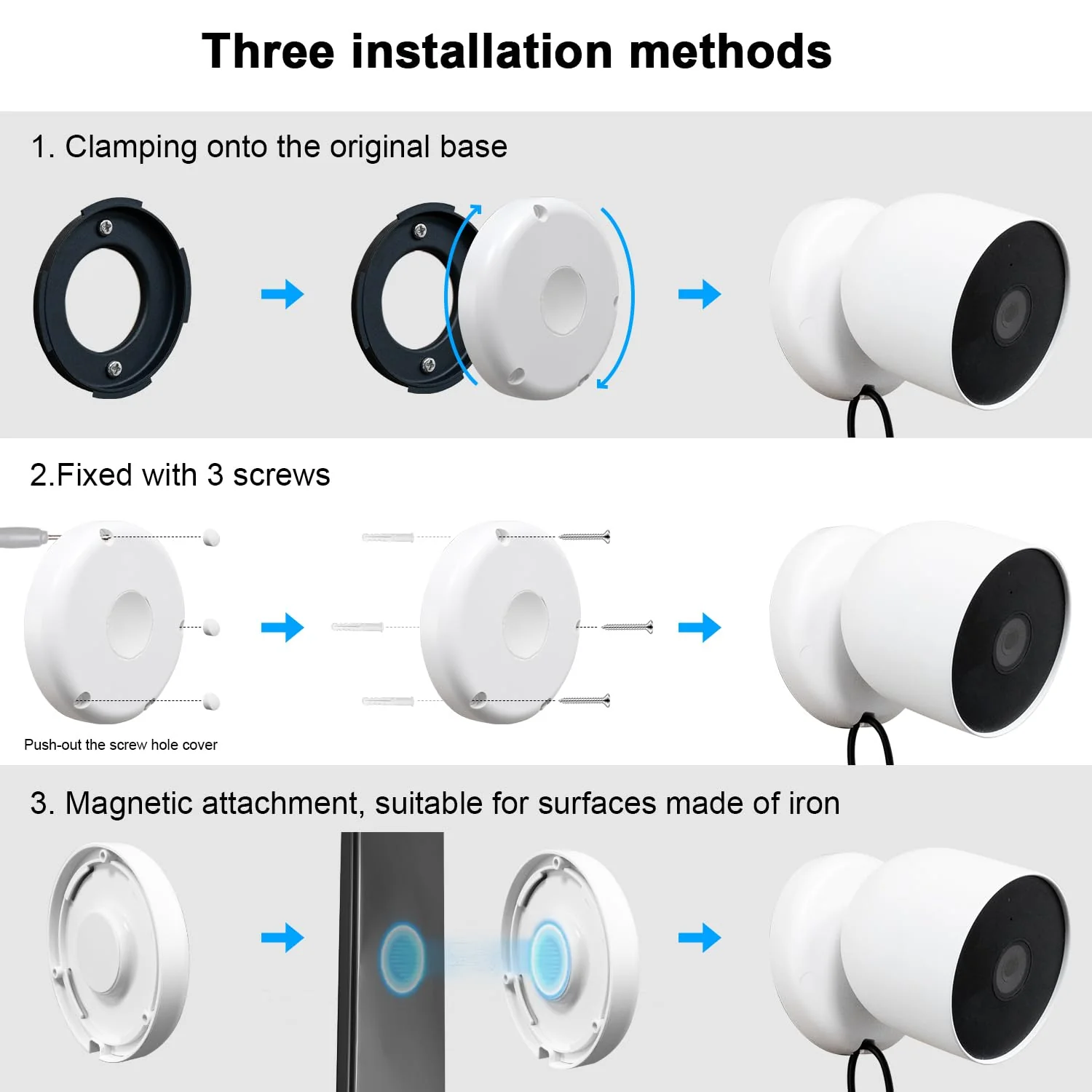 UYODM Magnetic Wall Mounts Compatible with Google Nest Cam Outdoor or Indoor, Battery - 2nd Generation, Magnetic Replacement Base Plate for Google Nest Camera(Nest Cam Not Included) 1 Pack - Image 4