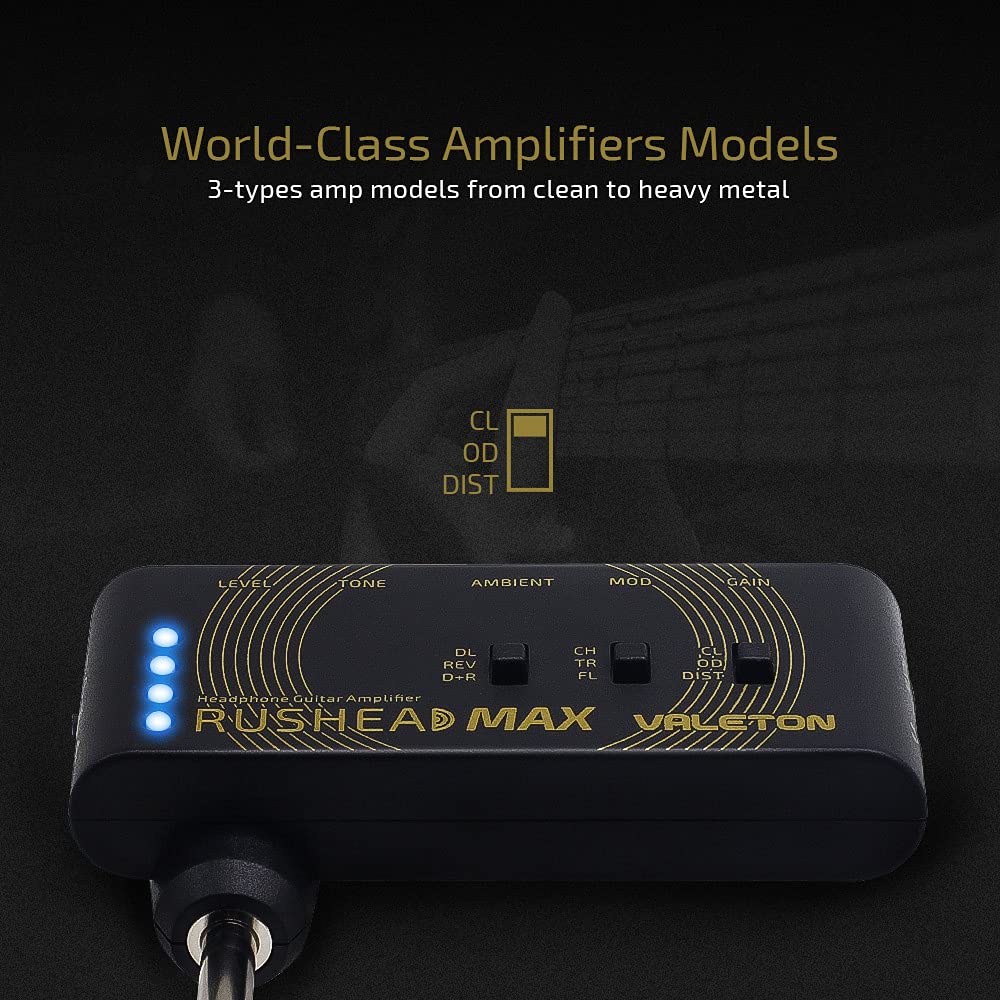 Valeton Rushead Max USB Chargable Portable Pocket Guitar Bass Headphone Amp Carry-On Bedroom Plug-In Multi-Effects - Image 2