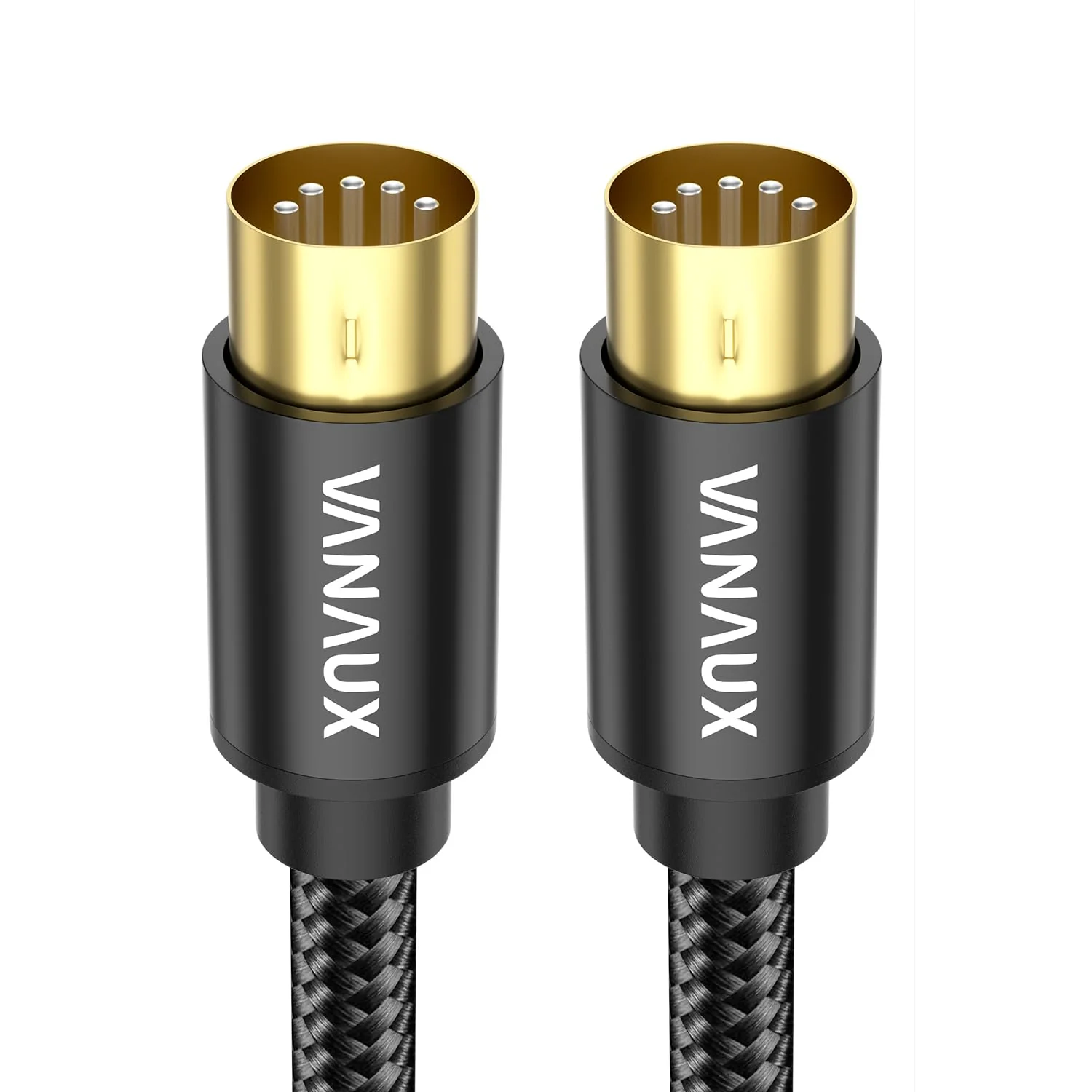 VANAUX MIDI Cable 6FT, Male to Male 5-Pin MIDI Cable Compatible with MIDI Keyboard, Keyboard Synth, Rack Synth, Sampler, External Sound Card, Sound Source and More-Black