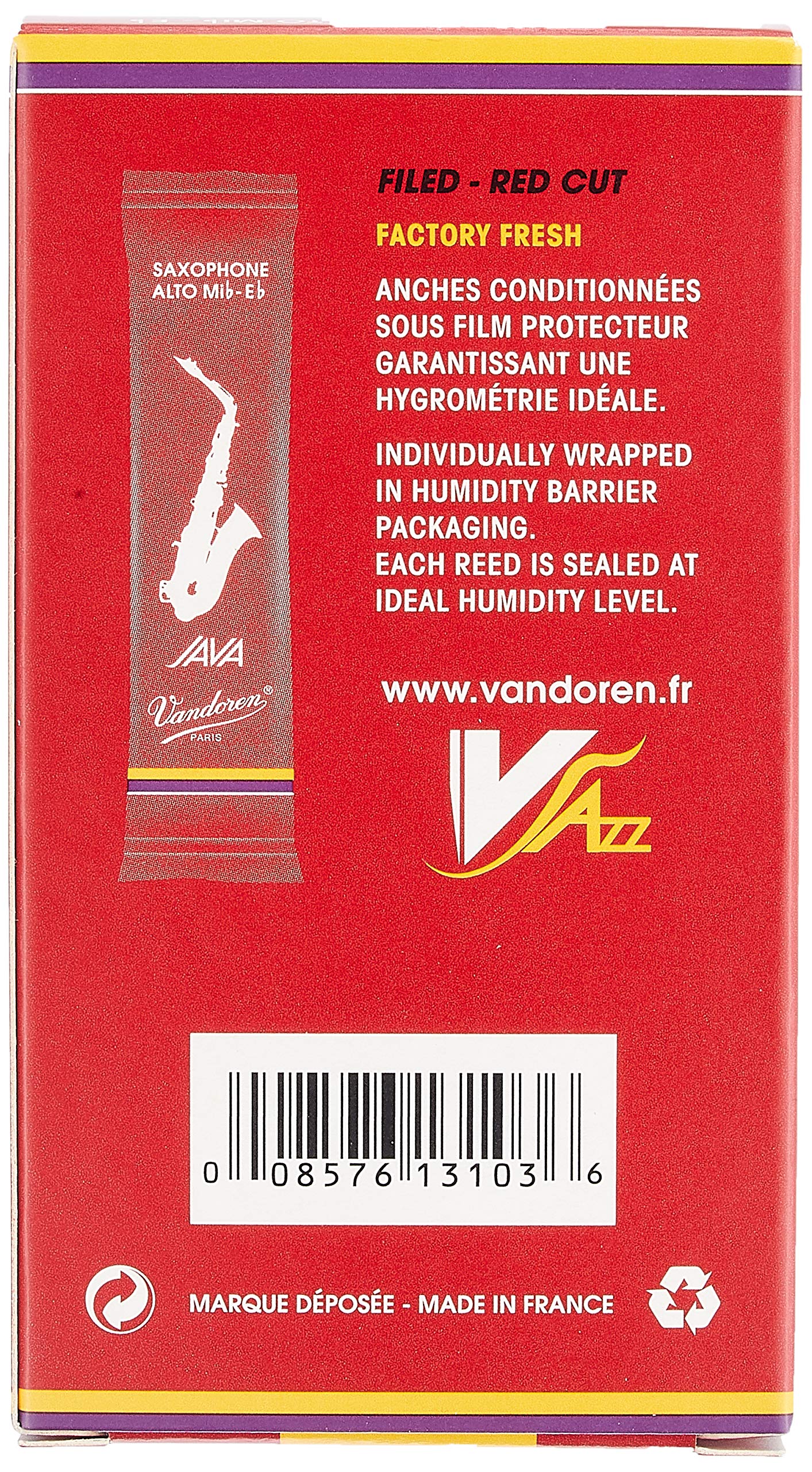 Vandoren SR2625R Alto Sax JAVA Red Reeds Strength 2.5; Box of 10 - Image 3