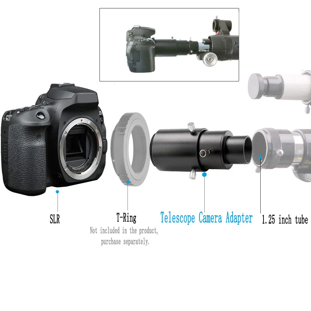 Variable Extension Telescope Camera Adapter - for SLR Cameras Connected to Telescopes - for Prime- Focus Or Eyepiece-Projection Photography - Image 6