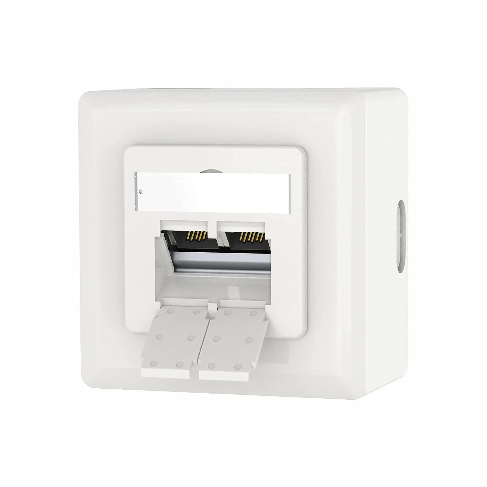 VCELINK Universal Network Socket Cat6A, 2 x RJ45 Port LAN Socket, Data Socket Surface-Mounted or Flush-Mounted - Shielded, 10 Gigabit Ethernet Network RJ45 Socket, POE, CAT7 CAT6 CAT5, White 2 port - 1 piece