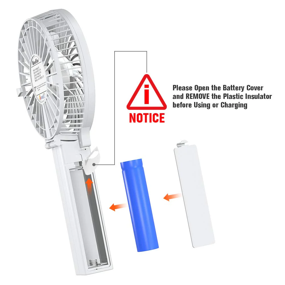 VersionTECH. Mini Portable Fan, USB Battery Operated Desk Fan, Small Personal Handheld Table Fan with USB Rechargeable Cooling Folding Electric Fan for Travel Office Room Household White - Image 2