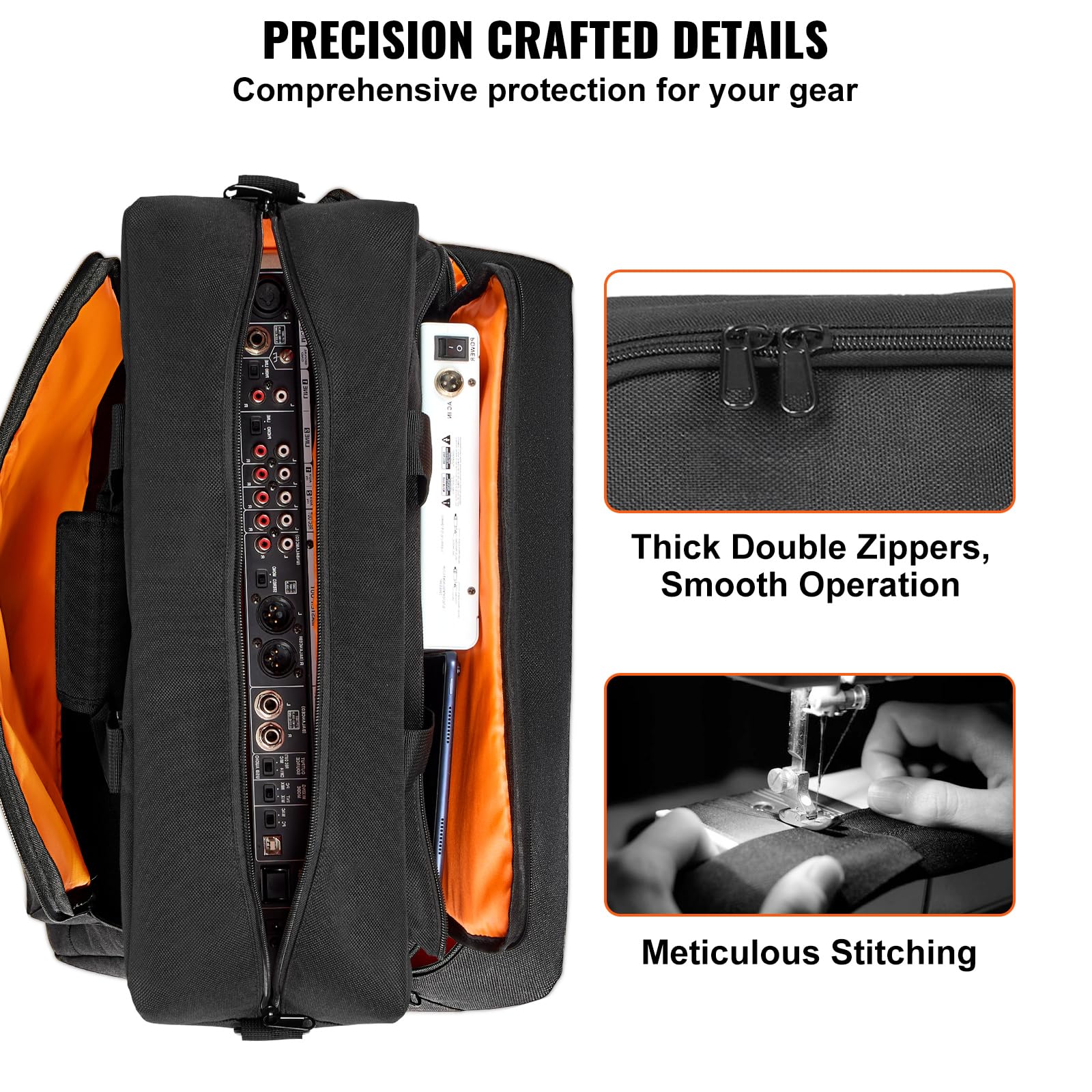 VEVOR Padded DJ Mixer Gig Bag, 1200D Oxford Fabric, DJ Gear Carry Bag with a Storage Pocket 4.92 ft Removable Shoulder Strap 0.39 in Padding, 19.29 x 8.66 x 15.34 in Storage Case for DJ Controller - Image 6