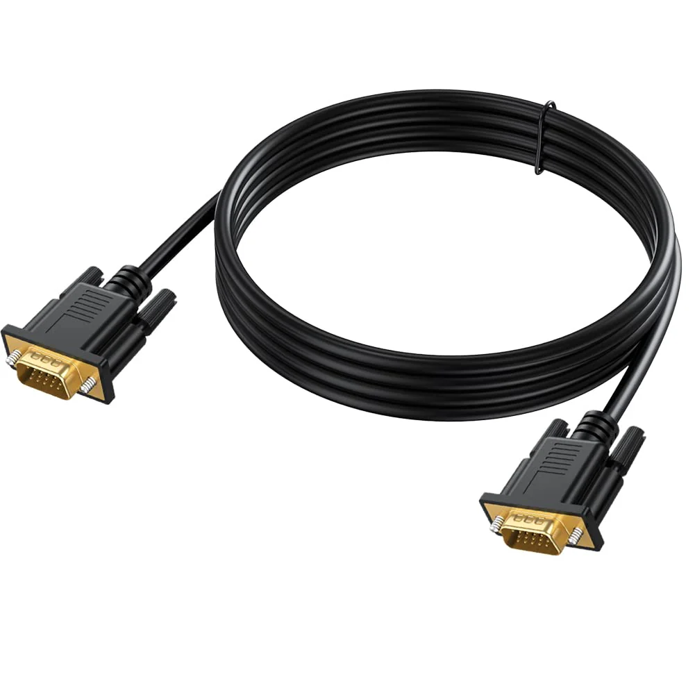 VGA Cable 10 Feet, VGA to VGA Cord, VGA Computer Monitor Cable Male to Male 1080P@60hz Full HD for Computer, Laptop, Docking Station, DVD, Monitor, TV, Projector VGA Black 1-Pack