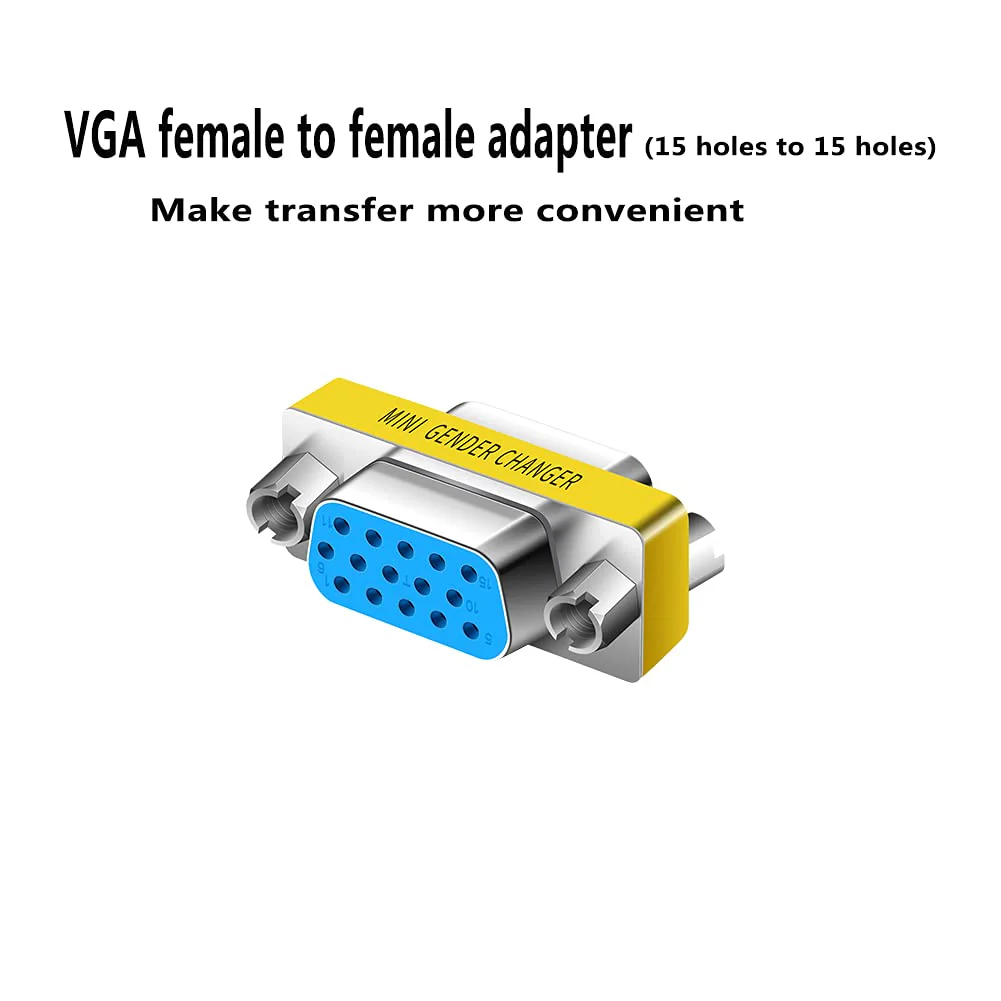vga to vga 15 vga Connector、Null Modem Adapter Male to Male、Male to Female、vga Female to Female Adapter Extender Dual vga Adapter for 2 Monitors (2, Female to Female) - Image 2
