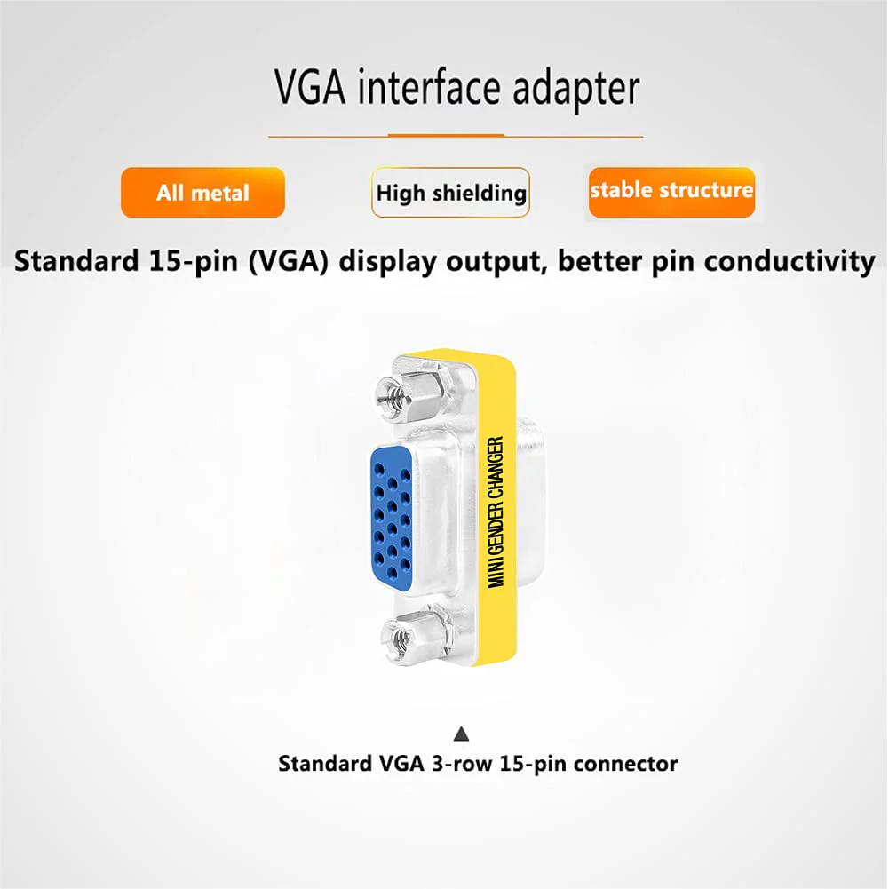 vga to vga 15 vga Connector、Null Modem Adapter Male to Male、Male to Female、vga Female to Female Adapter Extender Dual vga Adapter for 2 Monitors (2, Female to Female) - Image 3