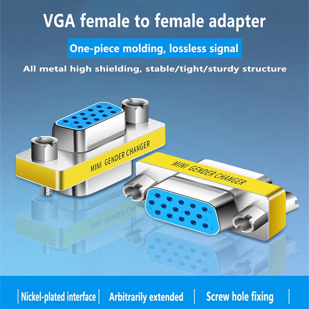 vga to vga 15 vga Connector、Null Modem Adapter Male to Male、Male to Female、vga Female to Female Adapter Extender Dual vga Adapter for 2 Monitors (2, Female to Female) - Image 4