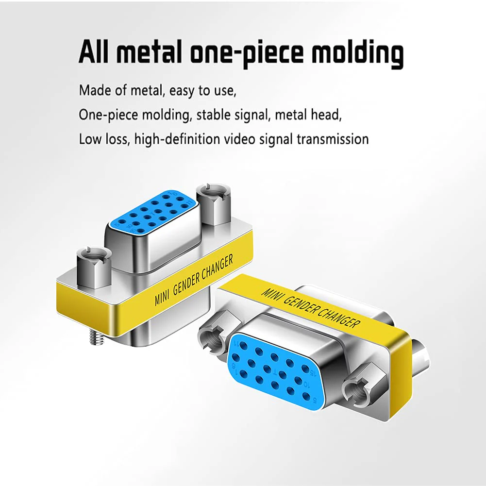 vga to vga 15 vga Connector、Null Modem Adapter Male to Male、Male to Female、vga Female to Female Adapter Extender Dual vga Adapter for 2 Monitors (2, Female to Female) - Image 6
