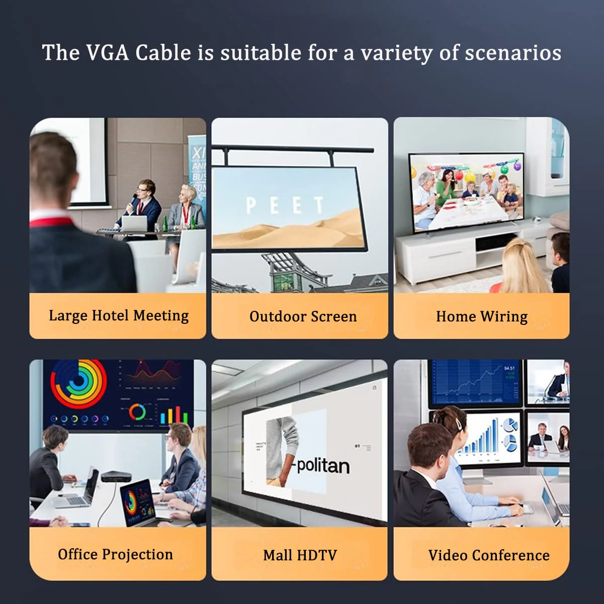 VGA to VGA Cable 50FT, VGA Computer Monitor Cable 50 Feet HD15 VGA Cord 1080P for PC Laptop TV Projector 1 - Image 7