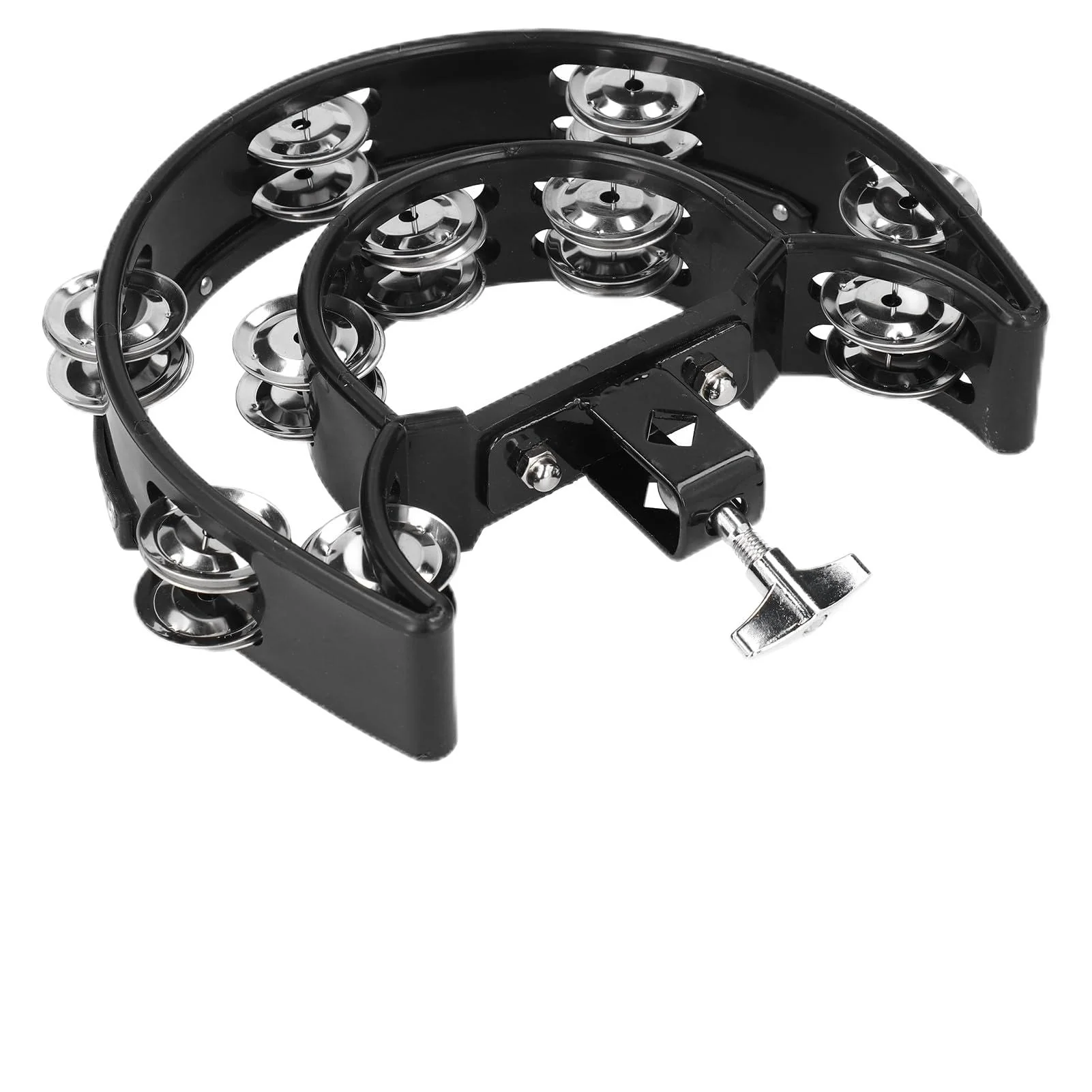 VGEBY Drum Set Hi Hat, Hi Hat Tambourine Drum Set Multifunctional Hand Bell Rattle Loose Double Row Bells Tambourine for for Mounted