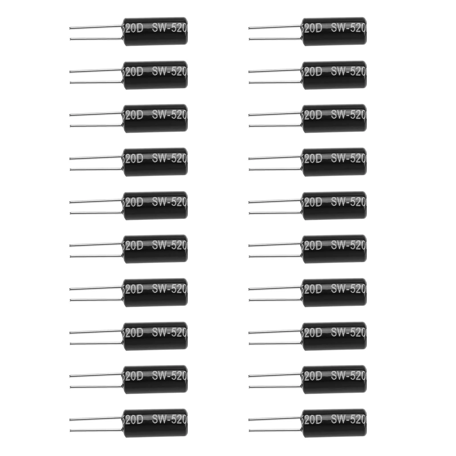 VGOL Ball Angle Tilt Vibration Switch SW-520D Ball Switch Tilt Sensor Switch 22.2 x 5.2 mm for Small Household Appliances Sports Equipment Black Pack of 20