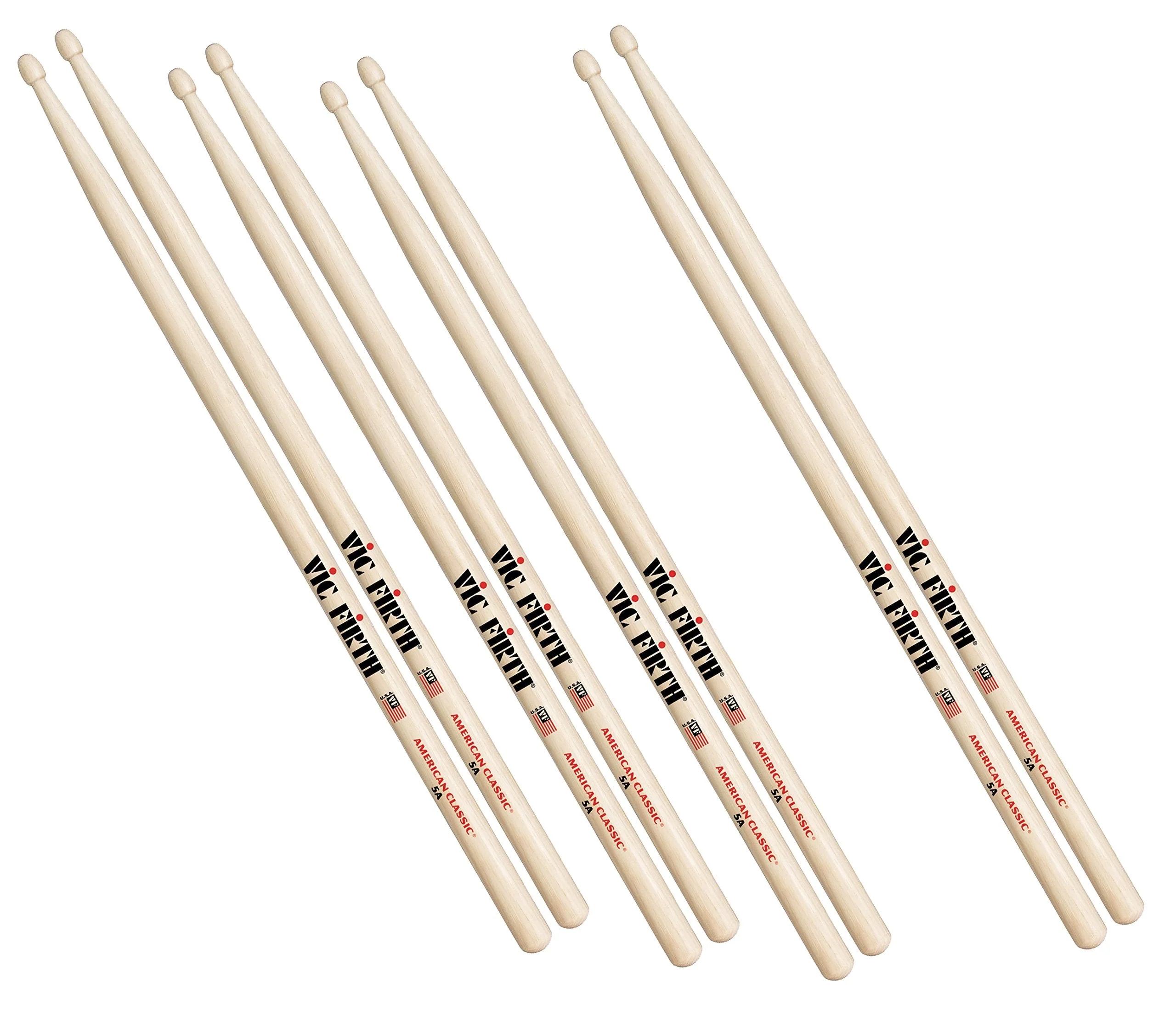 Vic Firth P5A.3-5A.1 American Classic Wood Tip Drumsticks (Pack of 4)