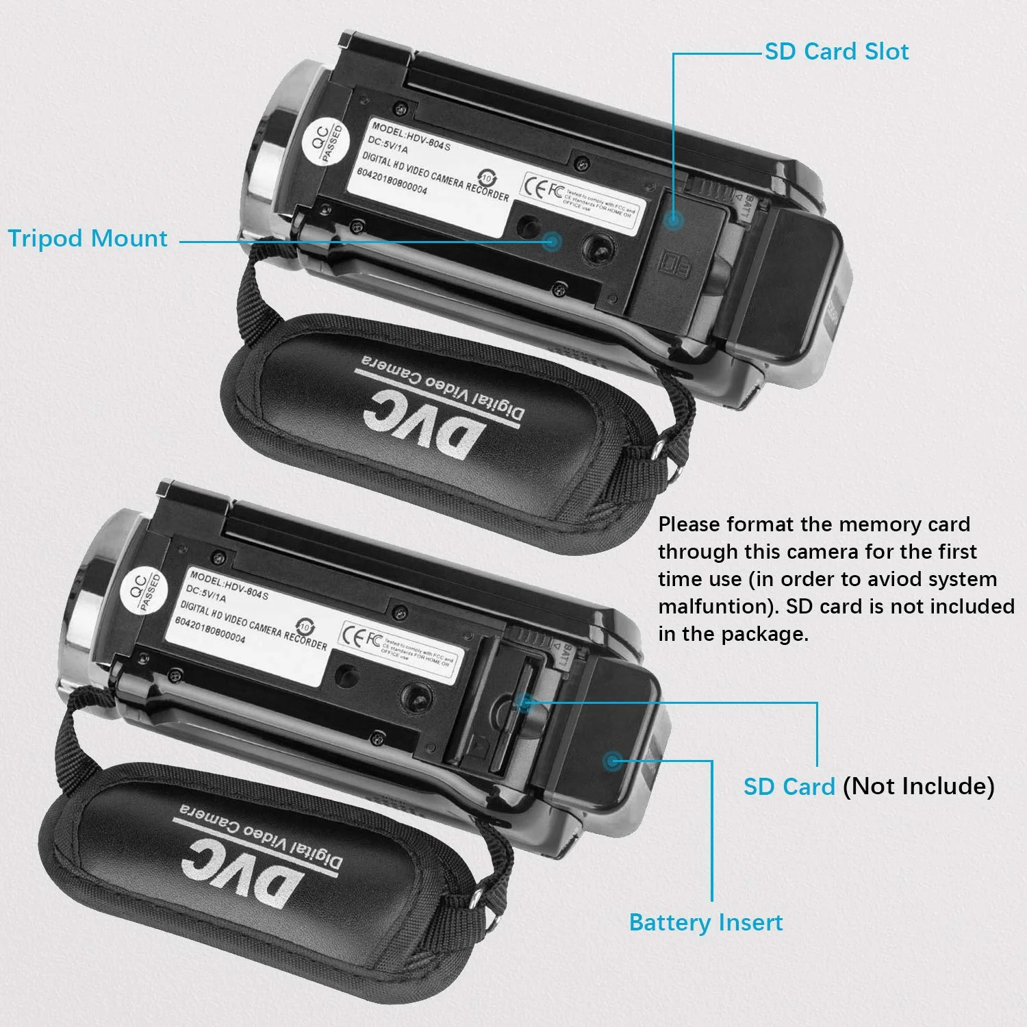 Video Camera Camcorder Digital Camera Recorder Full HD 1080P 15FPS 24MP 3.0 Inch 270 Degree Rotation LCD 16X Digital Zoom Camcorder Camera with 2 Batteries(Black) Black - Image 5