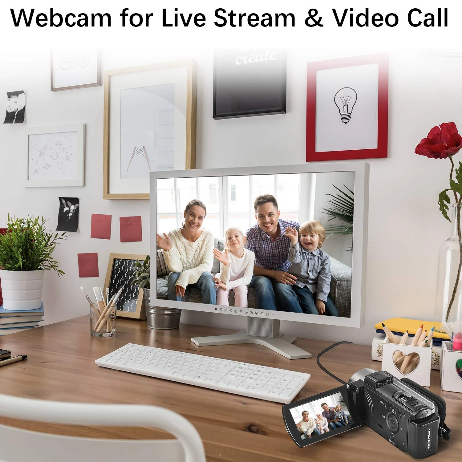 Video Camera Camcorder Digital Camera Recorder Full HD 1080P 15FPS 24MP 3.0 Inch 270 Degree Rotation LCD 16X Digital Zoom Camcorder Camera with 2 Batteries(Black) Black - Image 6