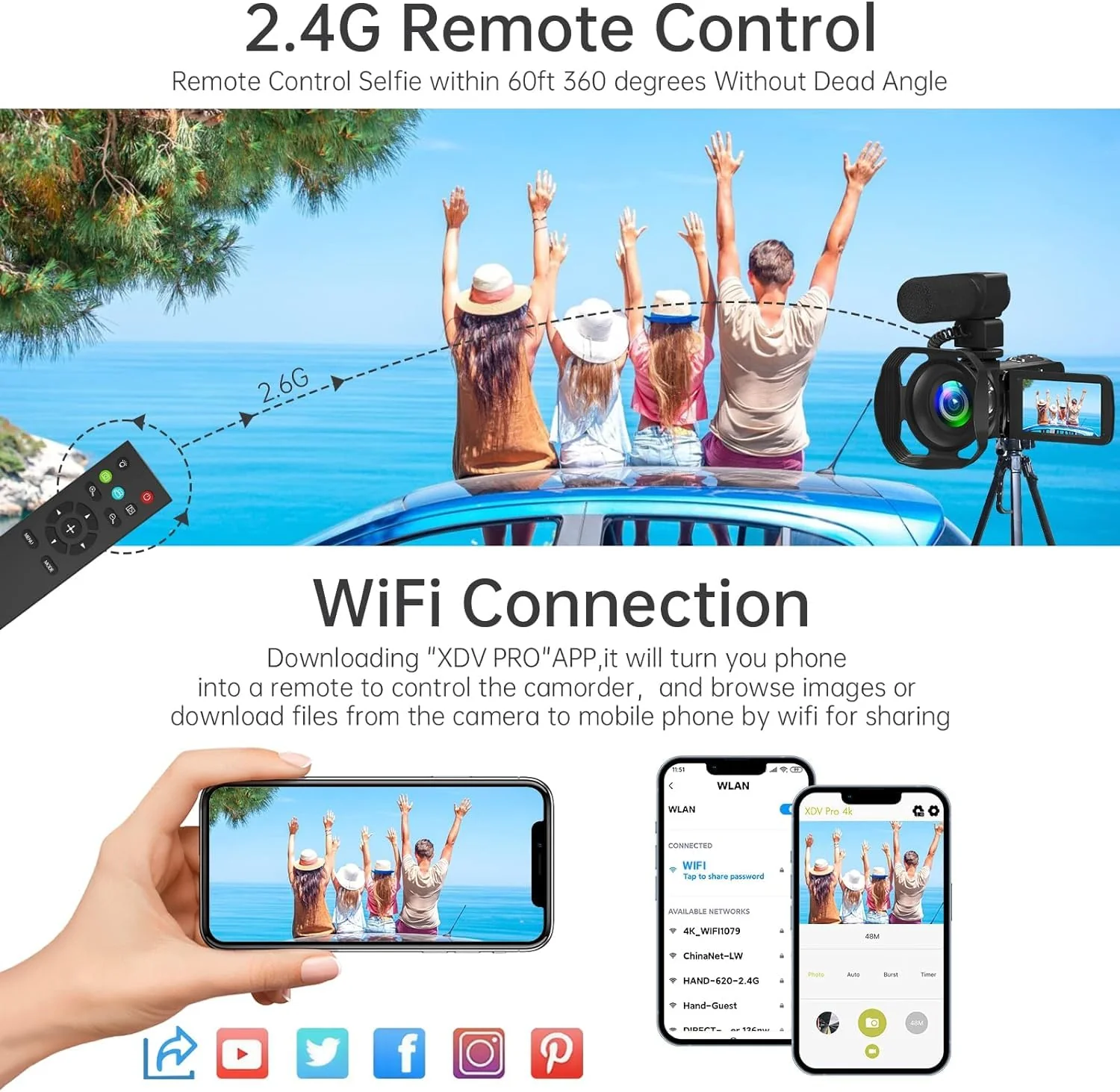 Video Camera, Full HD 1080P Camcorder 24MP Handheld Vlogging Camera with Tripod for YouTube 3" Touch Screen 18X Digital Zoom Recorder with Dual Battery Charger, Remote and 2 Batteries ebony - Image 5