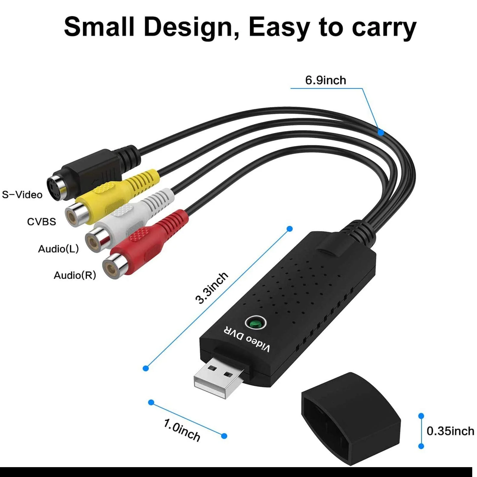 Video Capture Card USB 2.0 Audio Device Old VHS Mini DV Hi8 DVD VCR to Digital Converter for Mac, PC Support Windows 2000/10 / 8/7 / Vista/XP/Android - Image 3