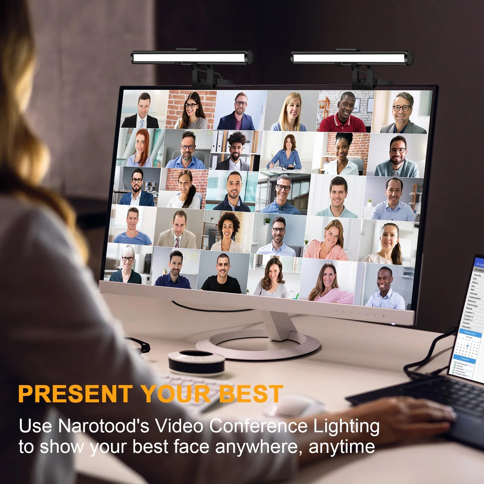 Video Conference Lighting - Webcam Light for Streaming, 3 Color Adjustable Light & Anti-Blue-Light, LED Monitor Laptop Light for Zoom Calls, Video Conference, Online Class, Live Streaming - Image 5