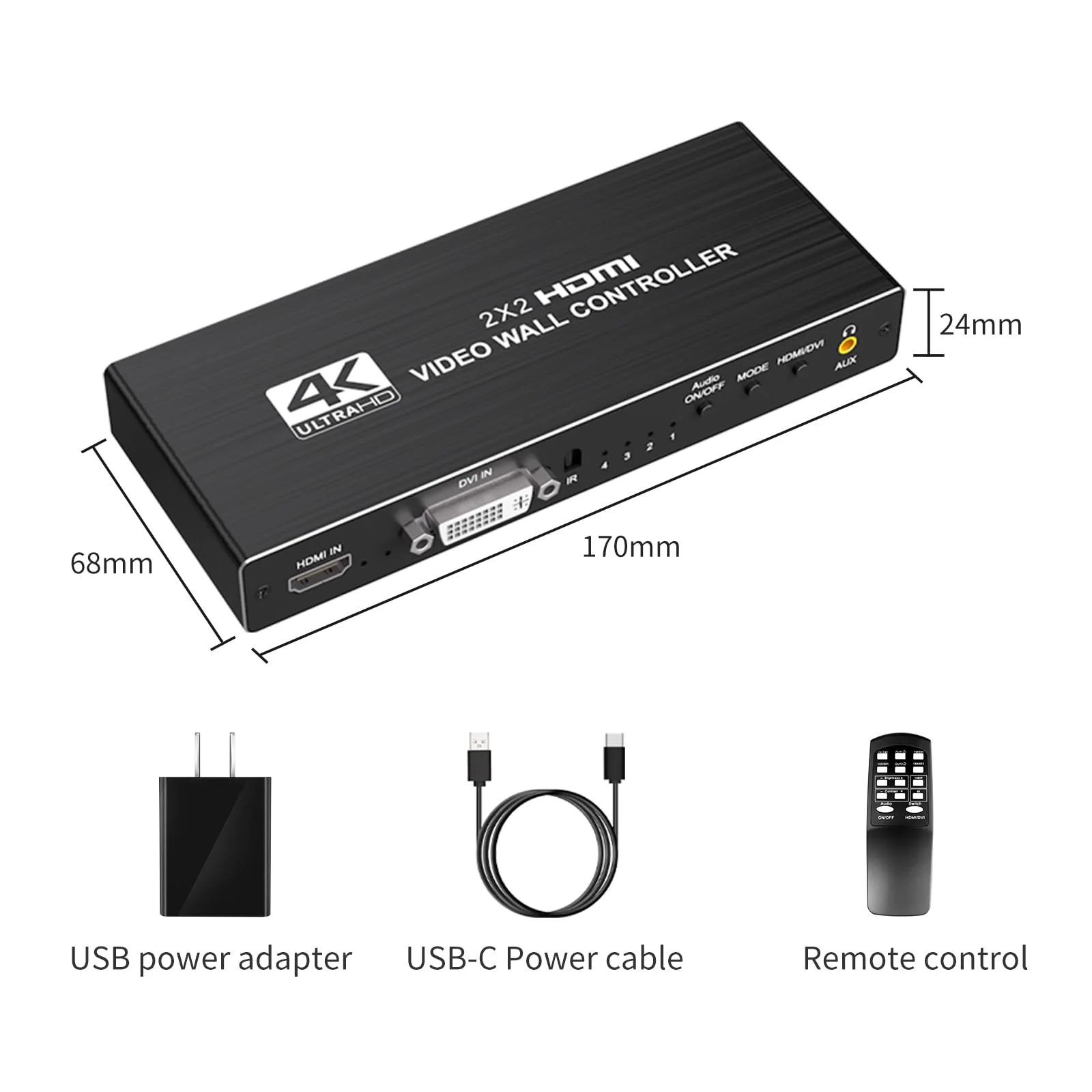 Video Wall Controller 2x2 4k, HDMI TV Video Wall Processor,4 tv Screens into 1 Wall Display with 180 Degree Rotate,Multiple tv Screens one Picture, 8 Splicing Modes 2x2,1x2,1x3,1x4,2x1,3x1,4x1 - Image 7