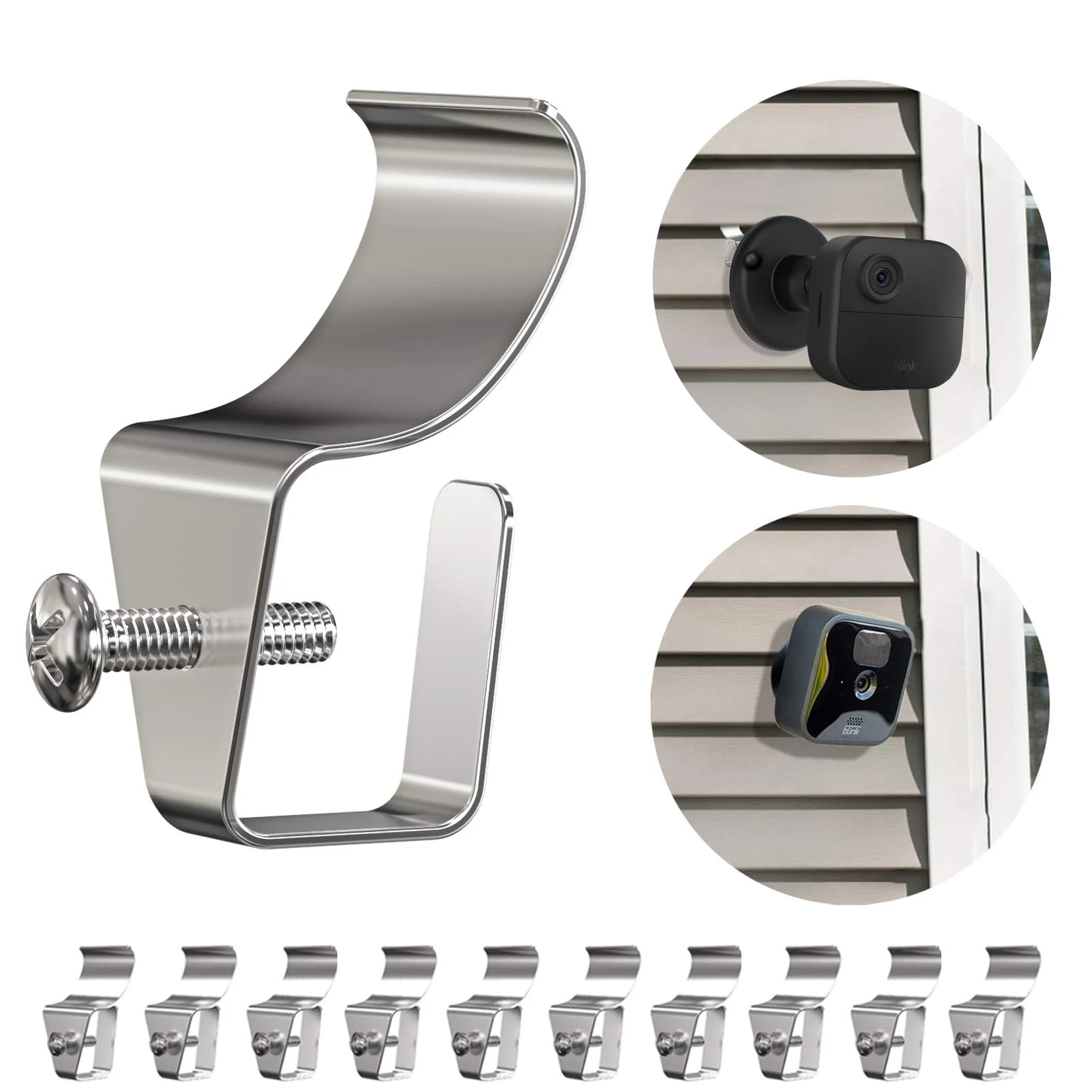 Vinyl Siding Clip Hooks for All-New Outdoor Camera, No-Hole Needed Outdoor Siding Hanger Mounting for Home Security Camera, Vinyl Siding Mount,12 Pack