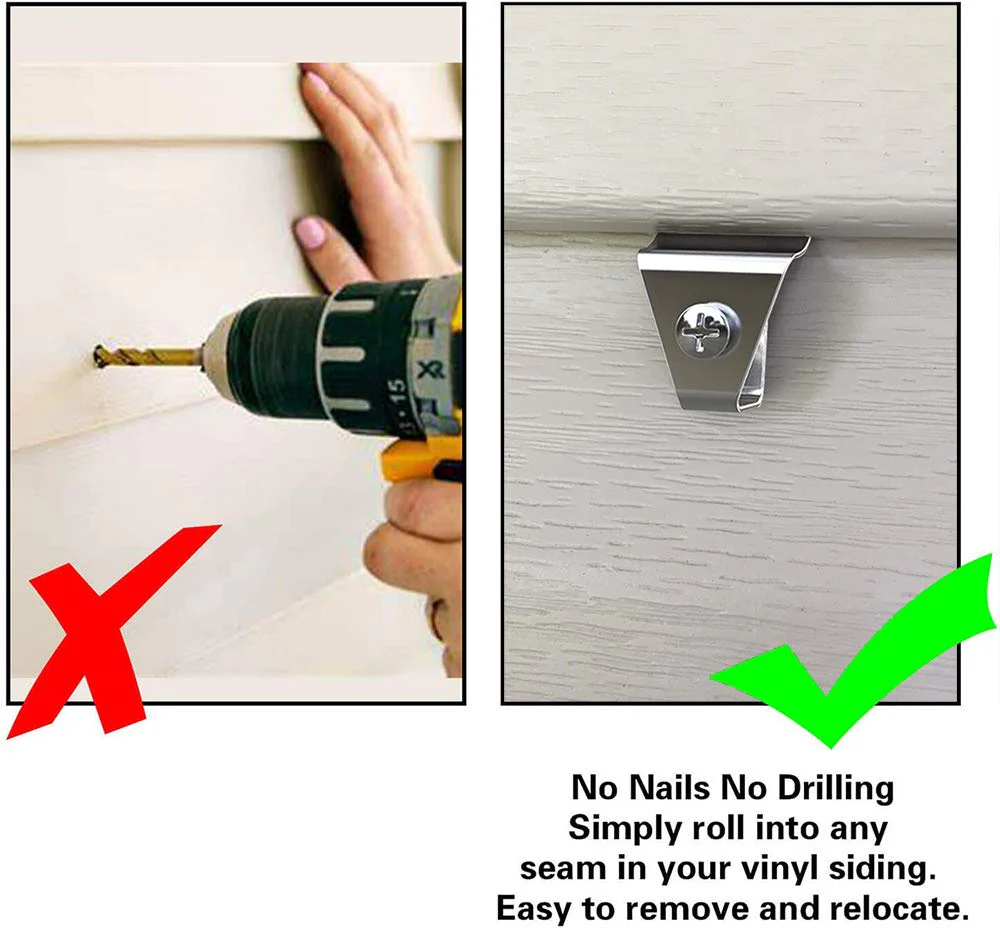 Vinyl Siding Clip Hooks for All-New Outdoor Camera, No-Hole Needed Outdoor Siding Hanger Mounting for Home Security Camera, Vinyl Siding Mount,12 Pack - Image 6