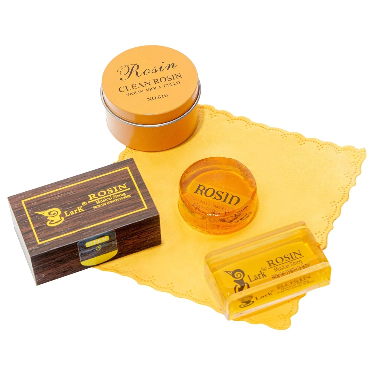 Violin Rosin 2 Pack, Natural Rosin with Case, Light Low Dust Rosin for Violin Viola and Cello Bows Yellow