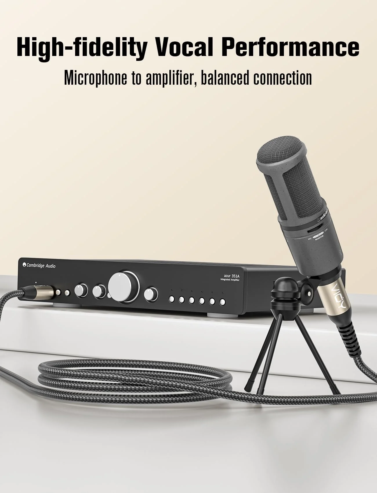 VIOY XLR to 6.35mm Cable 32.8 FT, 1/4 Inch TRS to XLR Female Balanced Microphone Cable for Mixers, Amplifiers, Speakers, Dynamic Microphones, CD Players, Electronic Piano, Karaoke Machines 32.8FT - Image 4