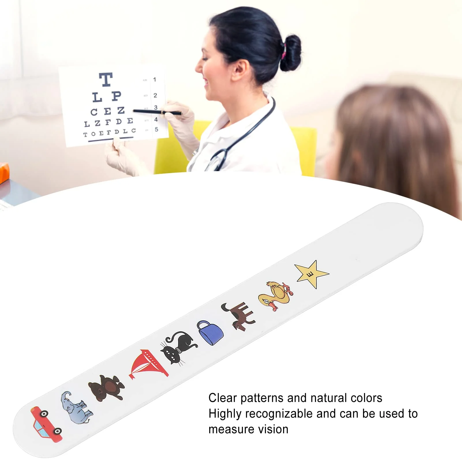 Vision Tester for Children, Vision Tester with Fixation Rod for Children, Vision Tester with Clear Fixation Rod with Colourful Animal Patterns, Waterproof Coating, Thick Vision Test Card (No. 1) - Image 2