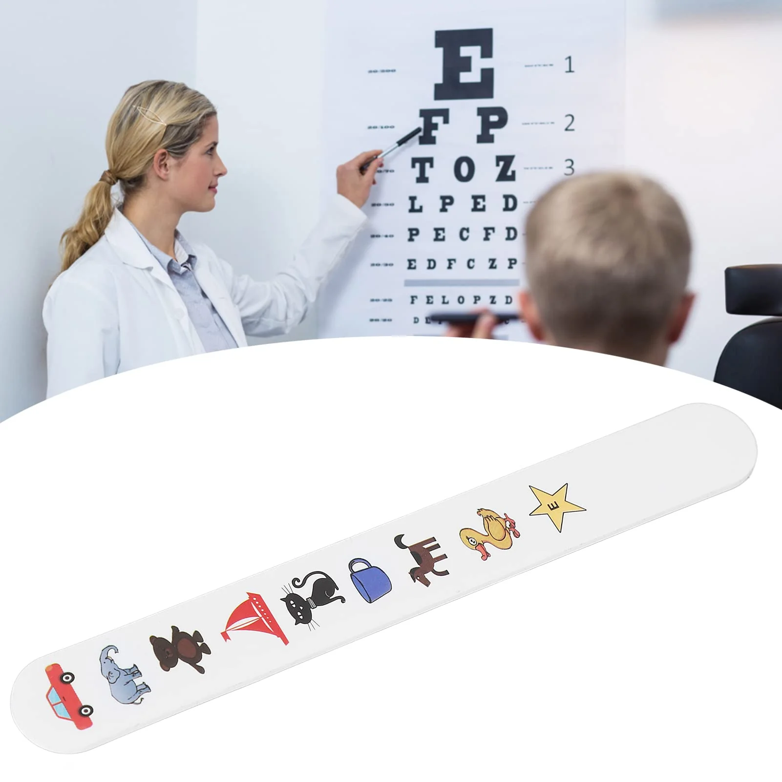 Vision Tester for Children, Vision Tester with Fixation Rod for Children, Vision Tester with Clear Fixation Rod with Colourful Animal Patterns, Waterproof Coating, Thick Vision Test Card (No. 1) - Image 6