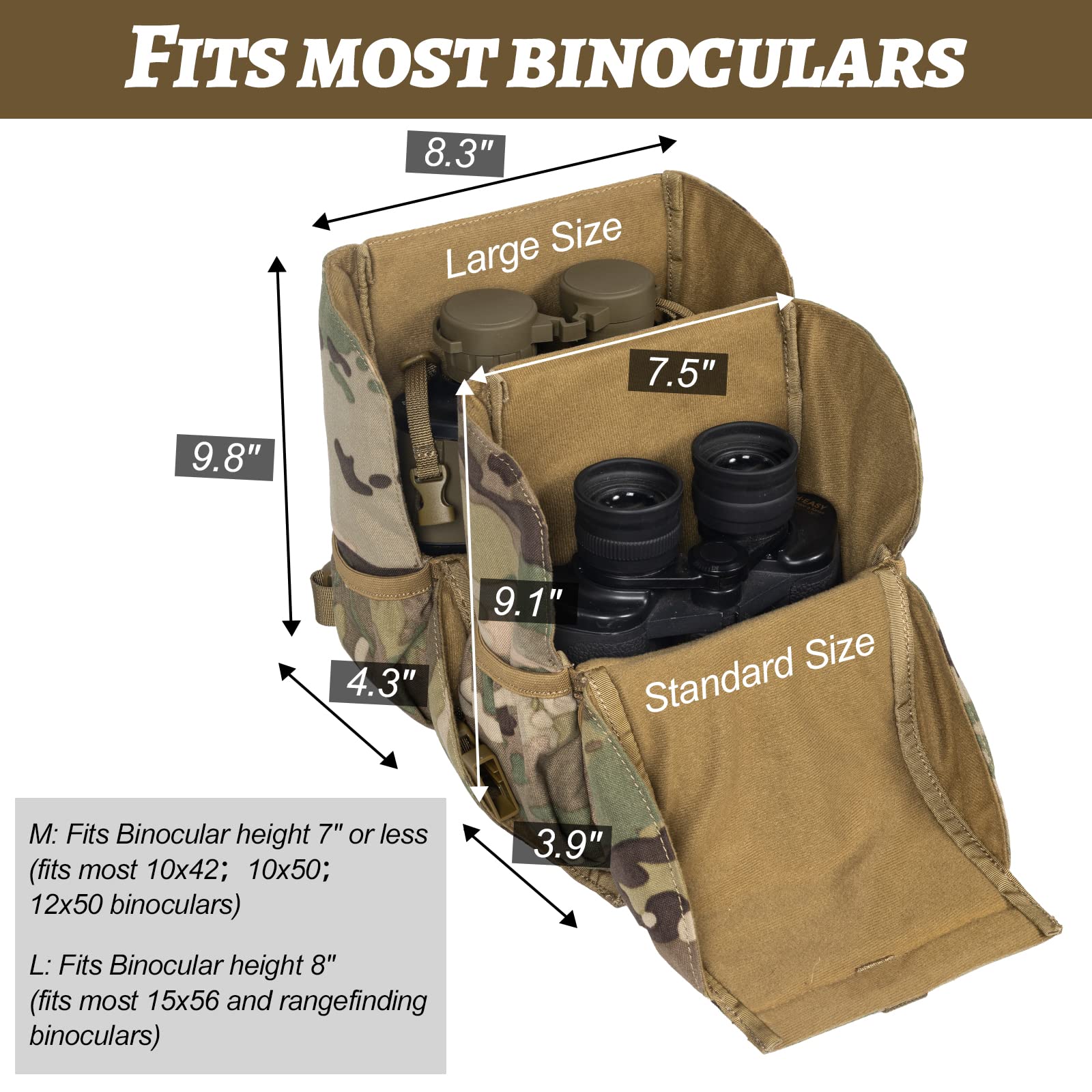 VISMIX Binocular Harness, Adjustable Binocular Harness Chest Pack with Rain Cover for Hunting Hiking Shooting Camo Medium - Image 2