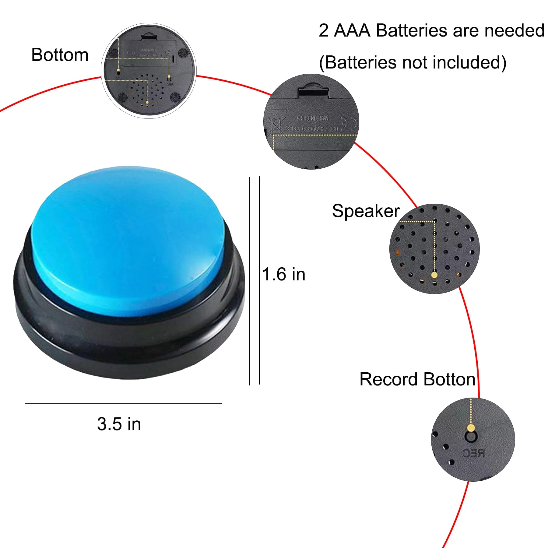 Voice Recording Button, Dog Buttons for Communication Pet Training Buzzer, 30 Second Record & Playback, Funny Gift for Study Office Home, Talking Buttons for Dogs (2 Packs) 2 Packs - Image 2