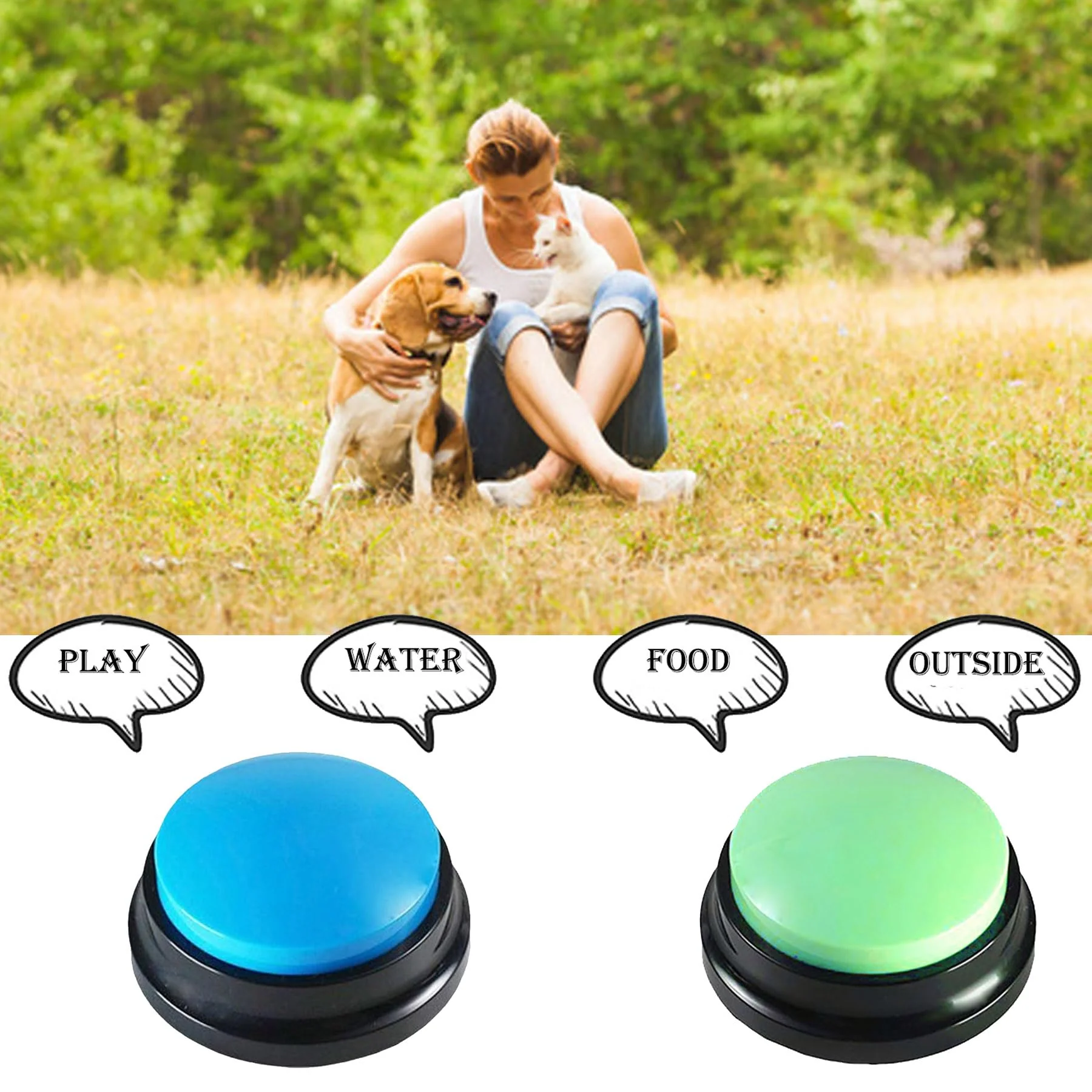 Voice Recording Button, Dog Buttons for Communication Pet Training Buzzer, 30 Second Record & Playback, Funny Gift for Study Office Home, Talking Buttons for Dogs (2 Packs) 2 Packs - Image 3