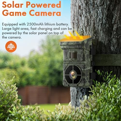 VOOPEAK Solar Trail Camera, 48MP 4K 2500mAh Built-in Lithium Battery Rechargeable Solar Game Wildlife Hunting & Trail Cameras 0.1s Trigger Time with 120° Detection Angle Night Vision Motion Activated - Image 2