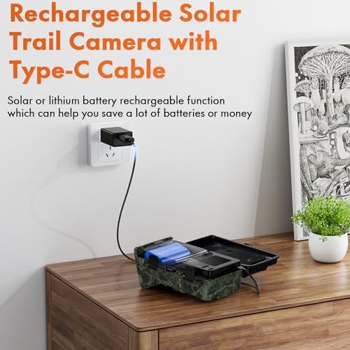 VOOPEAK Solar Trail Camera, 48MP 4K 2500mAh Built-in Lithium Battery Rechargeable Solar Game Wildlife Hunting & Trail Cameras 0.1s Trigger Time with 120° Detection Angle Night Vision Motion Activated - Image 4