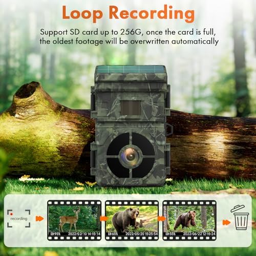 VOOPEAK Solar Trail Camera, 48MP 4K 2500mAh Built-in Lithium Battery Rechargeable Solar Game Wildlife Hunting & Trail Cameras 0.1s Trigger Time with 120° Detection Angle Night Vision Motion Activated - Image 5