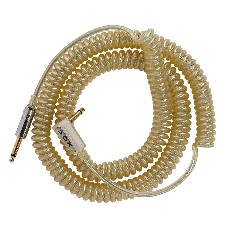 Vox VCC090SL Vintage Coiled Cable - 29.5ft, Straight to Right Angle, 1/4" TS Male, Silver
