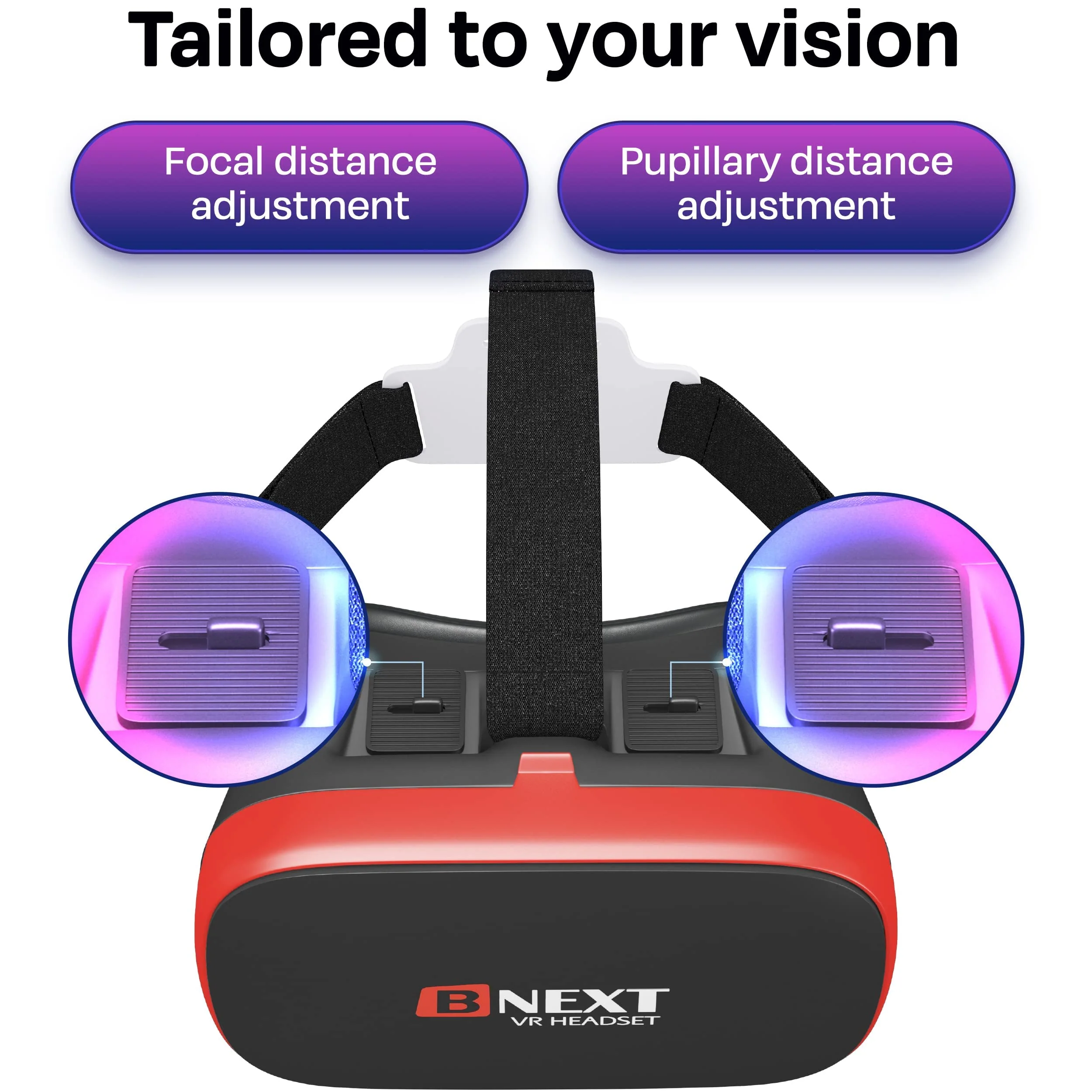 VR Headset Compatible with iPhone & Android - Universal Virtual Reality Goggles for Kids & Adults - Virtual Reality Headset for Kids - Your Best Mobile Games 360 Movies w/New 3D VR for iPhone (Red) Red - Image 3
