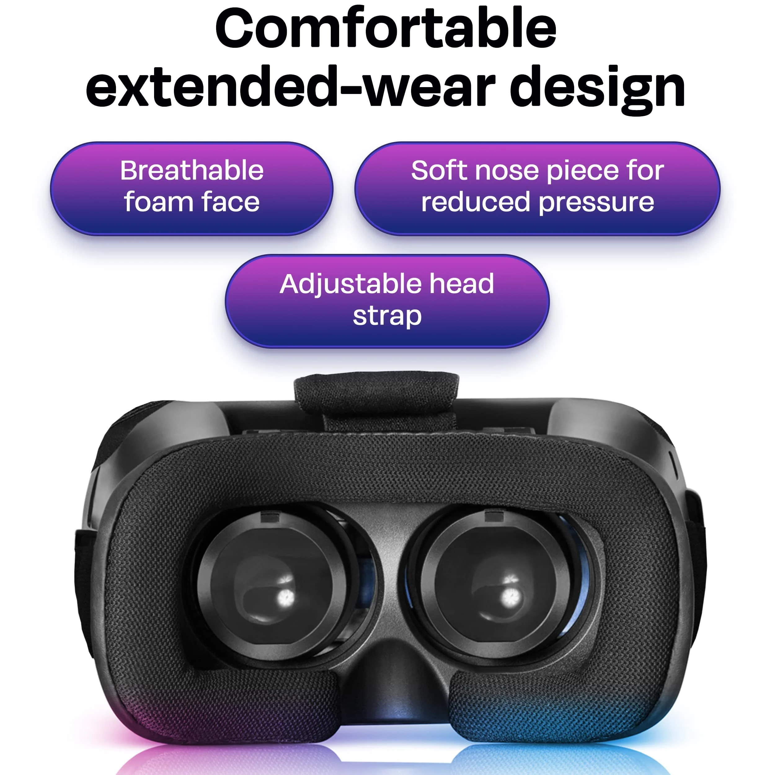 VR Headset Compatible with iPhone & Android - Universal Virtual Reality Goggles for Kids & Adults - Virtual Reality Headset for Kids - Your Best Mobile Games 360 Movies w/New 3D VR for iPhone (Red) Red - Image 5