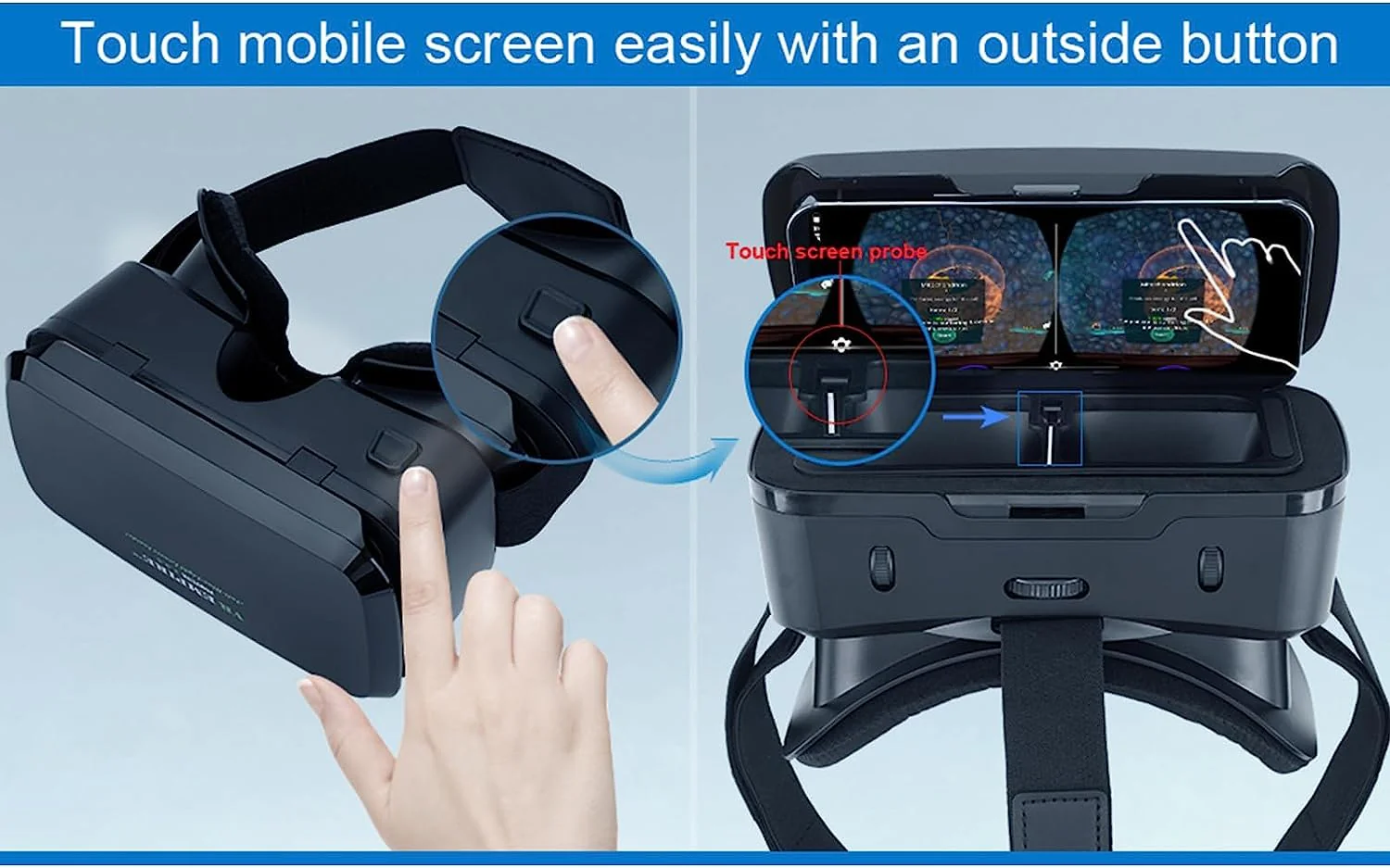 VR Headsets for Phone Cell Phone Virtual Reality headsets 3D Glasses Helmets VR Goggles for TV Movies Video Games Compatible to iOS Android Support 4.7” to 7.3” Mobile Screen with Controller (BR95) BR95 - Image 3